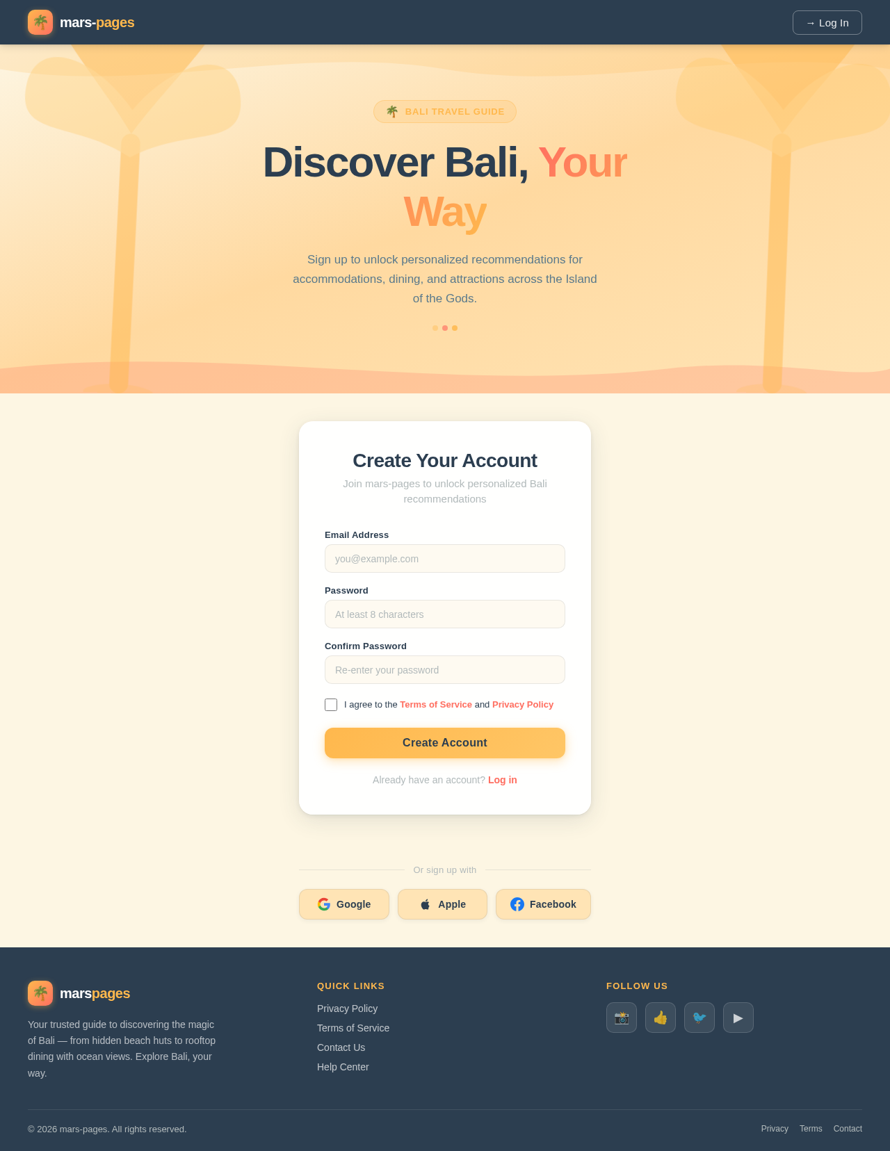 Signup design preview