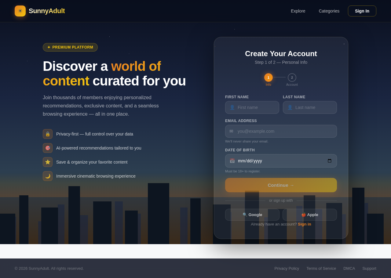 Signup design preview