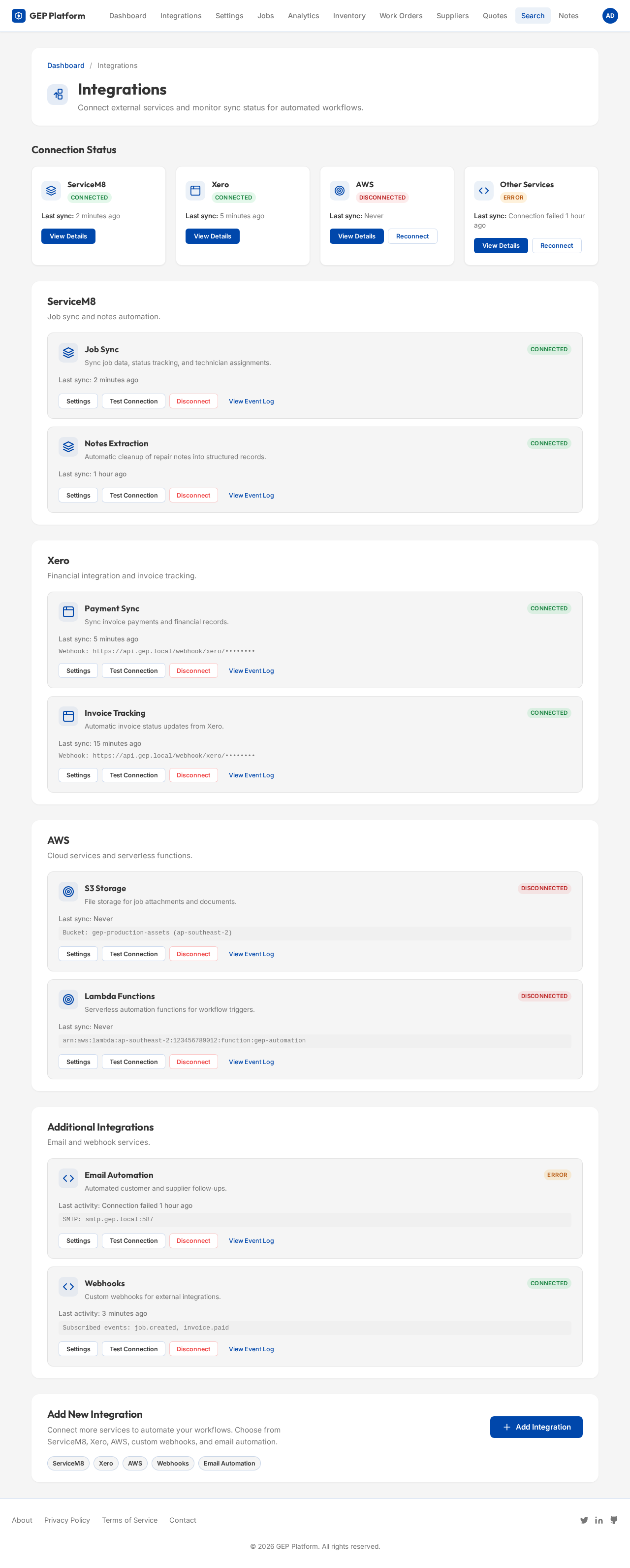 Integrations design preview