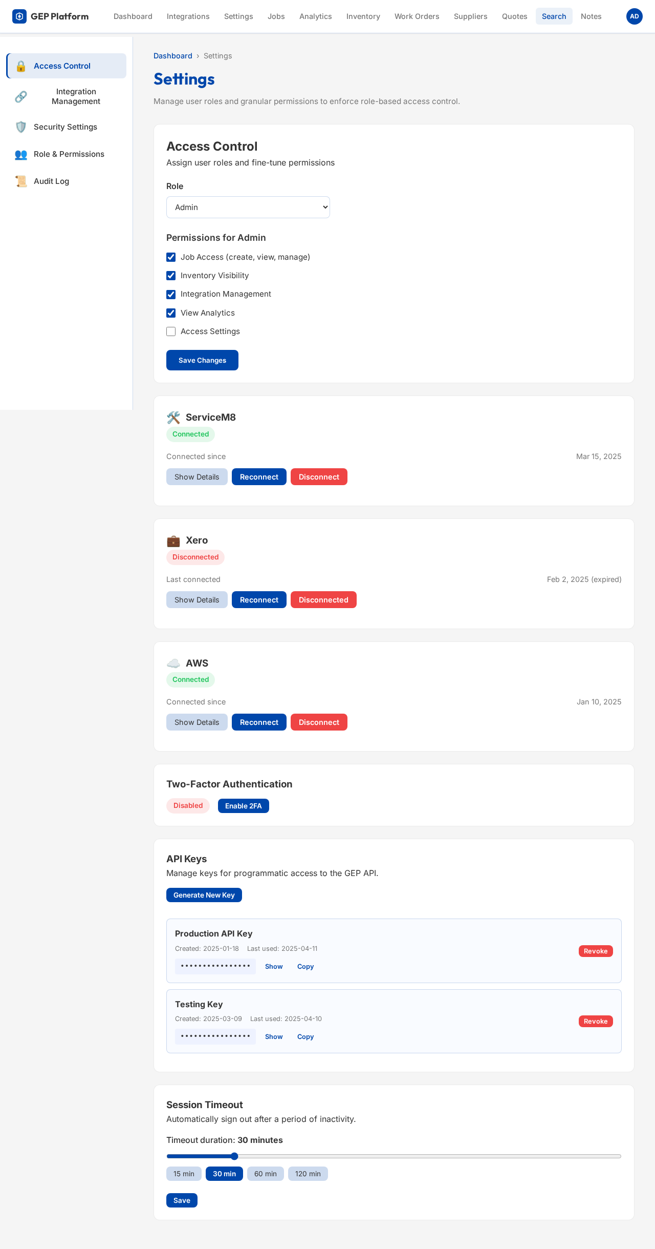Settings design preview