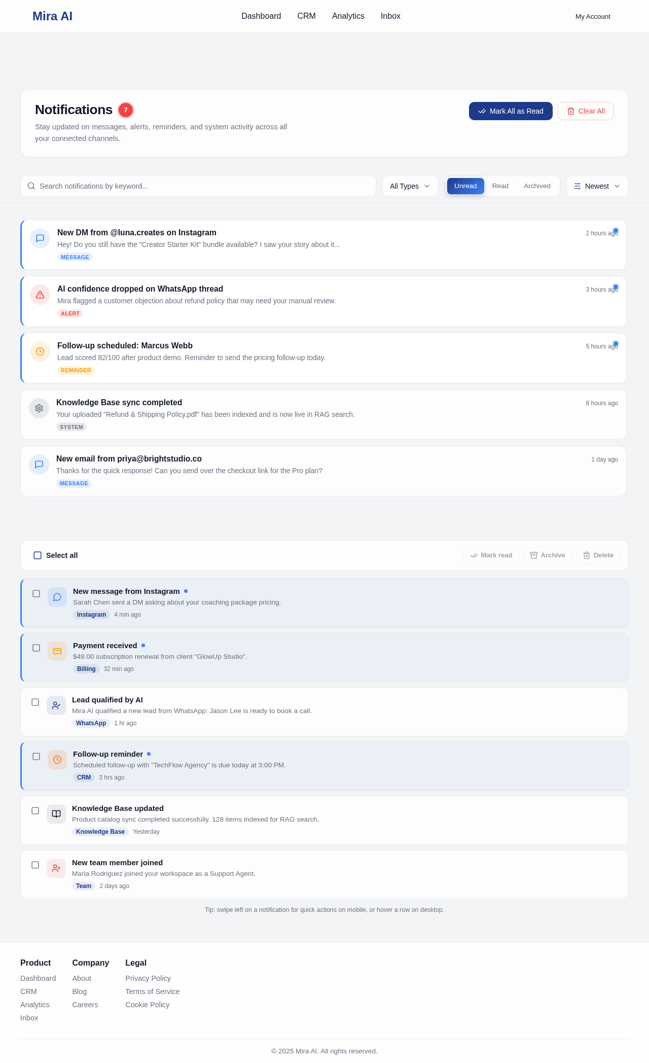 Notifications design preview