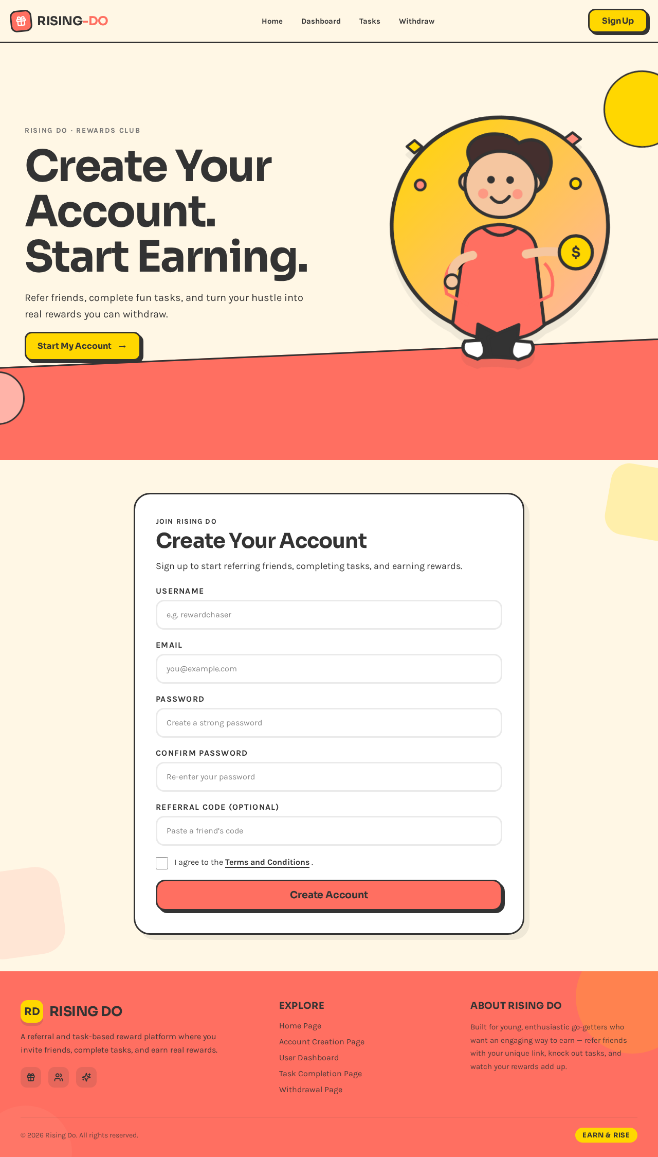Account Creation Page design preview