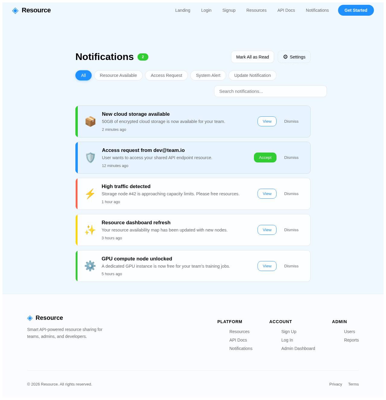 Notifications design preview