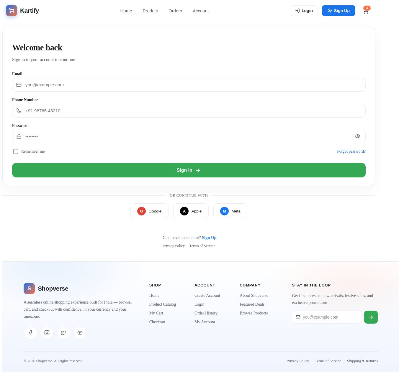 Login design preview