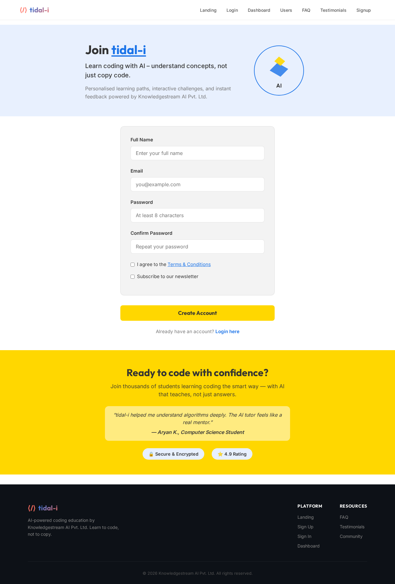 Signup design preview