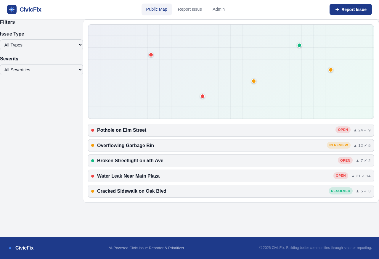 Public Map Dashboard design preview