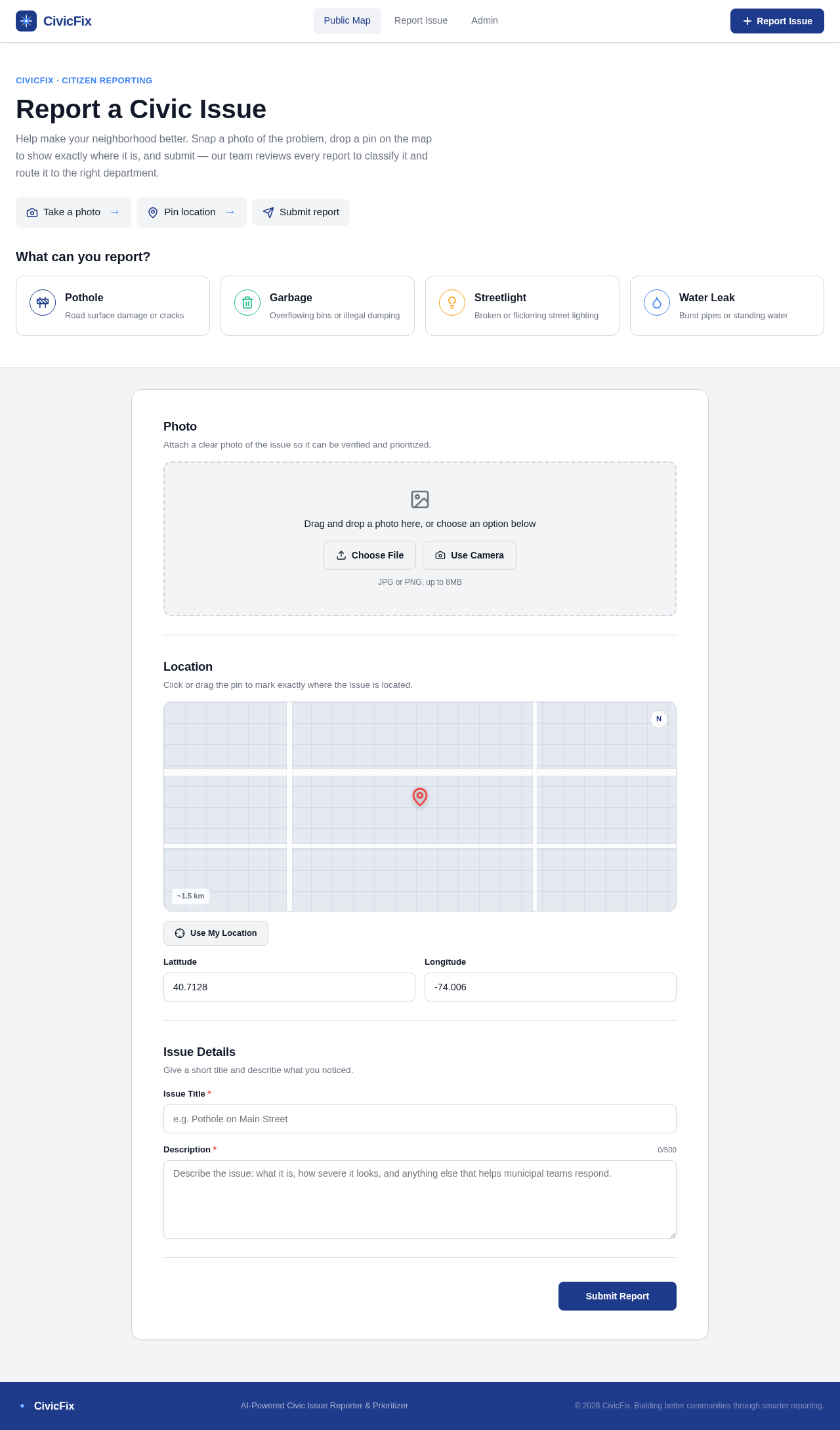 Citizen Report Issue design preview