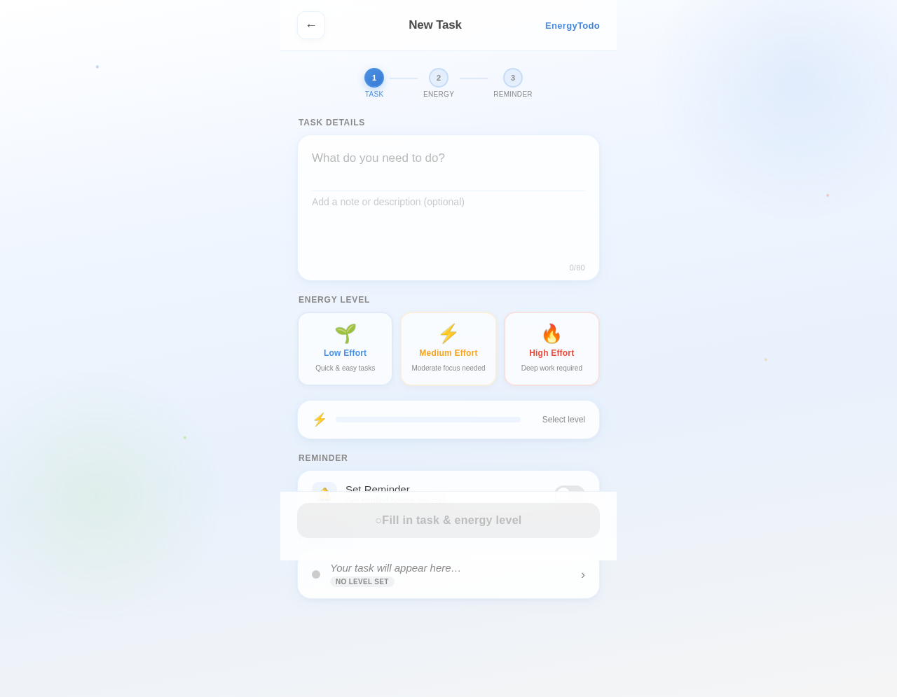 CreateTask design preview