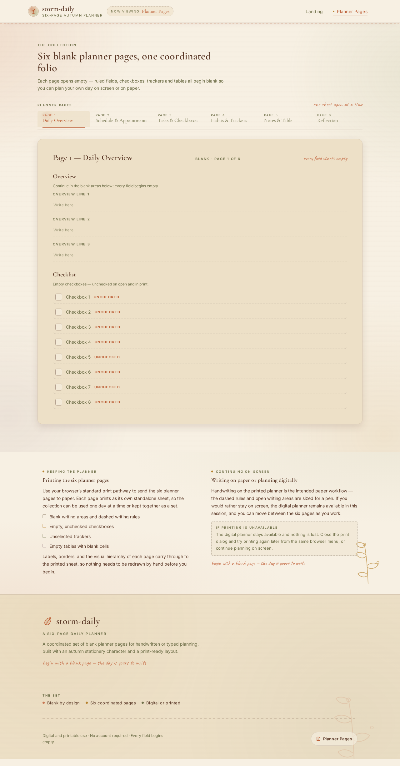 Planner Pages design preview