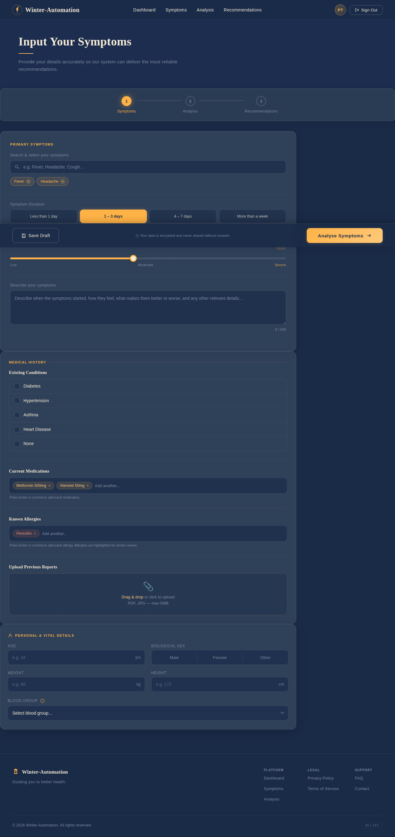 Symptoms design preview