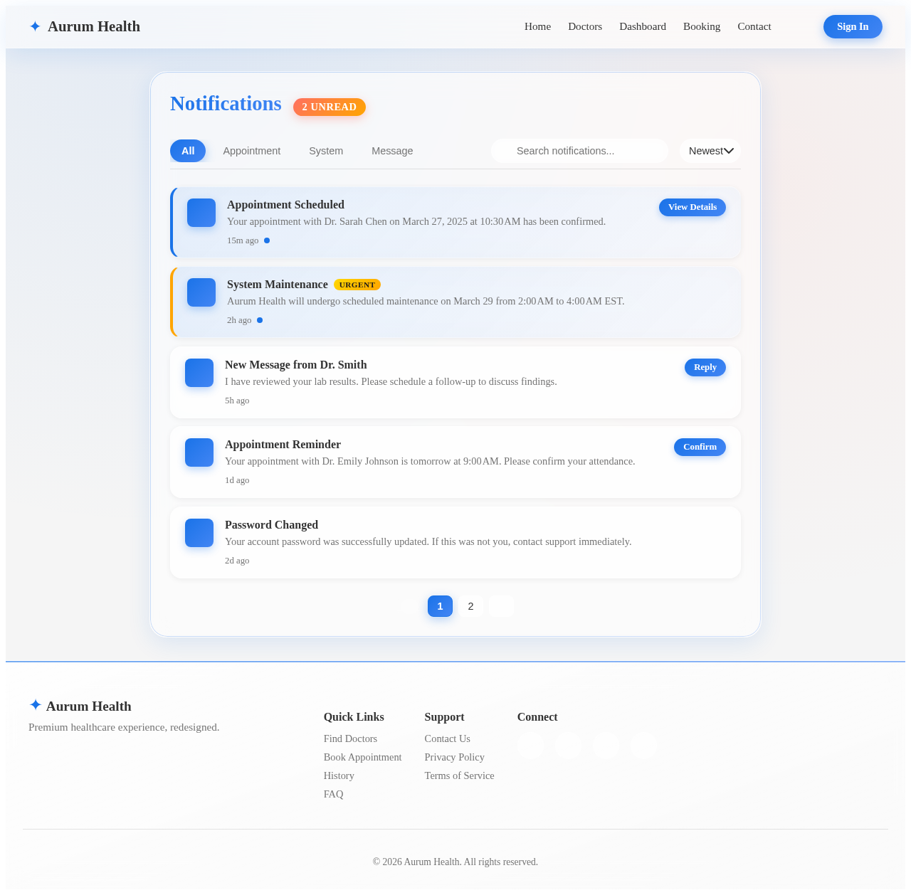 Notifications design preview
