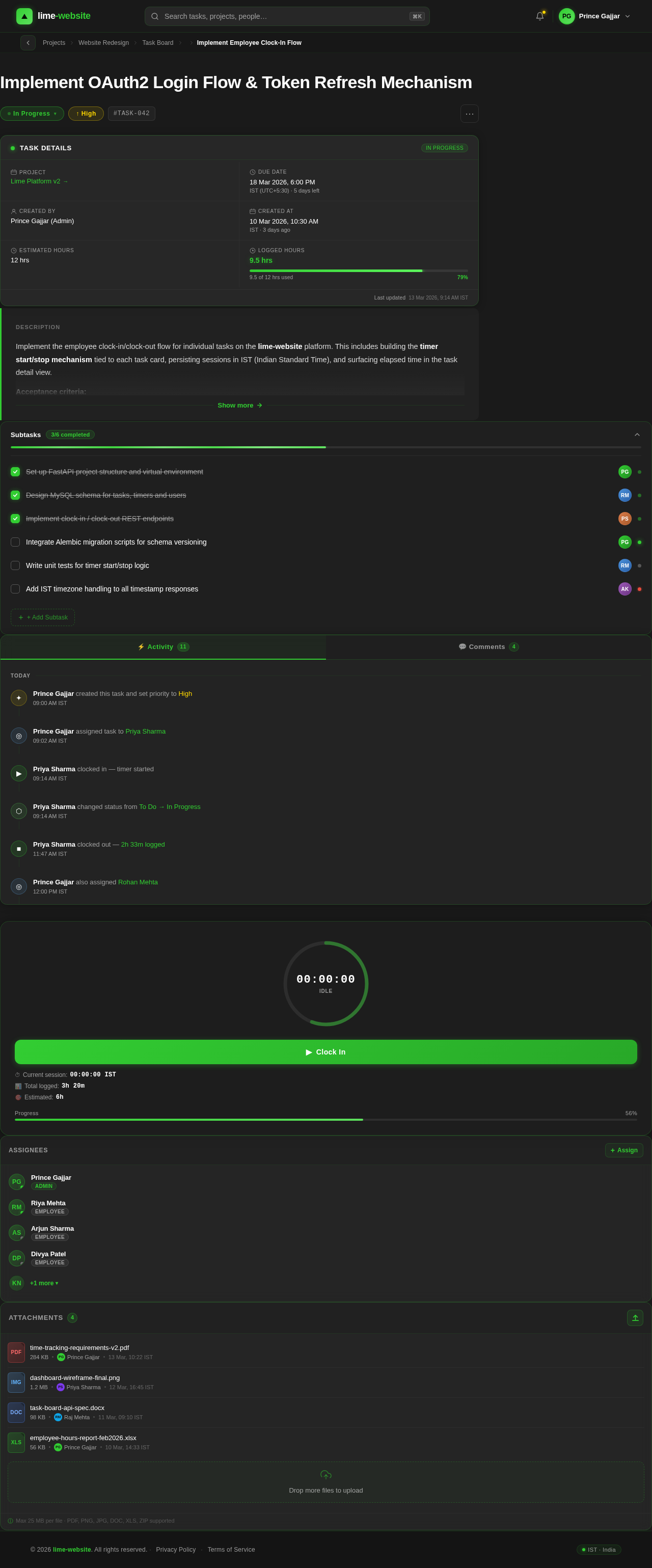 Task Detail design preview