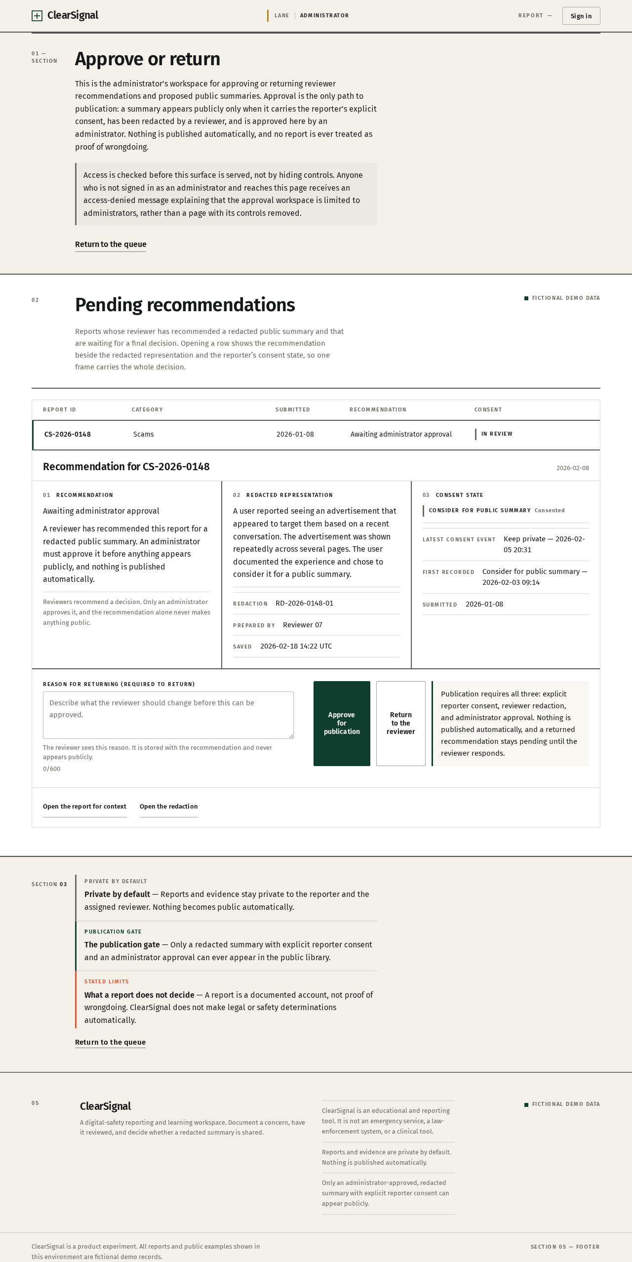 Admin Approval design preview