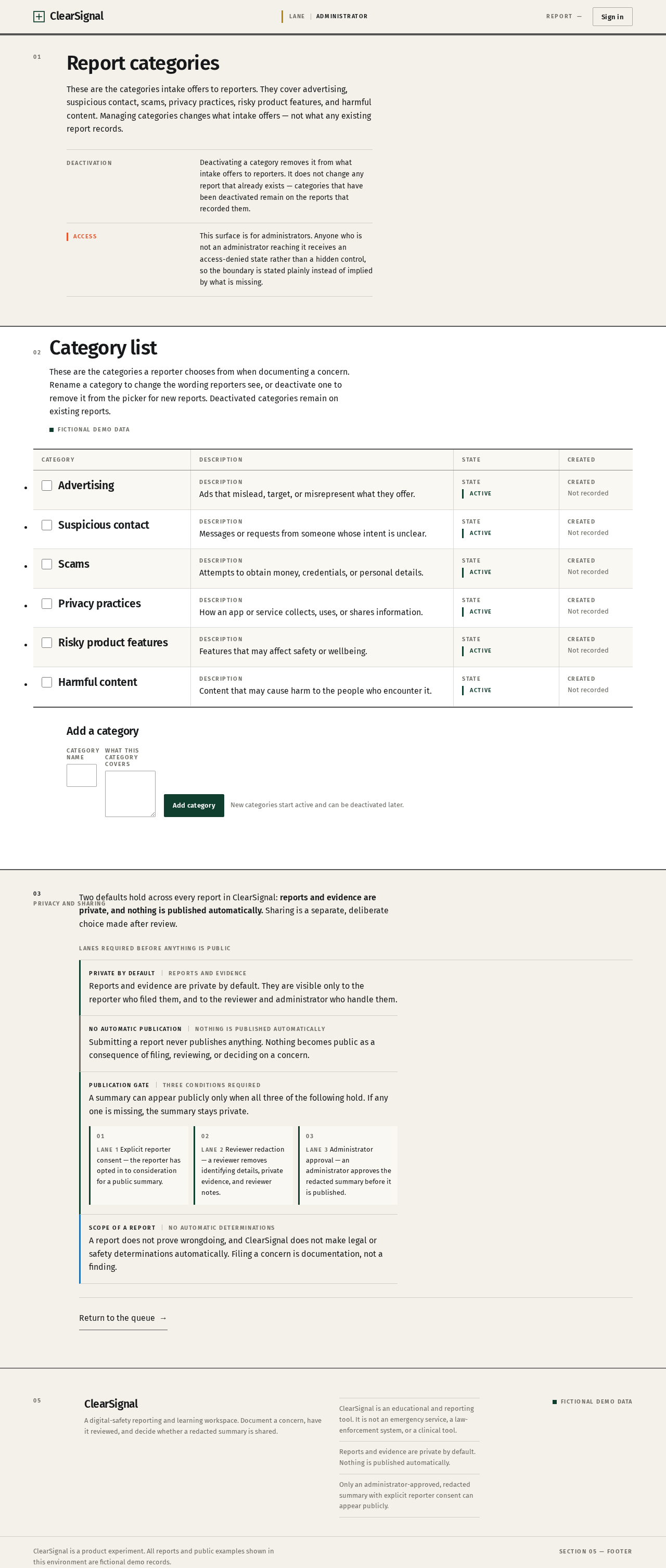 Categories design preview