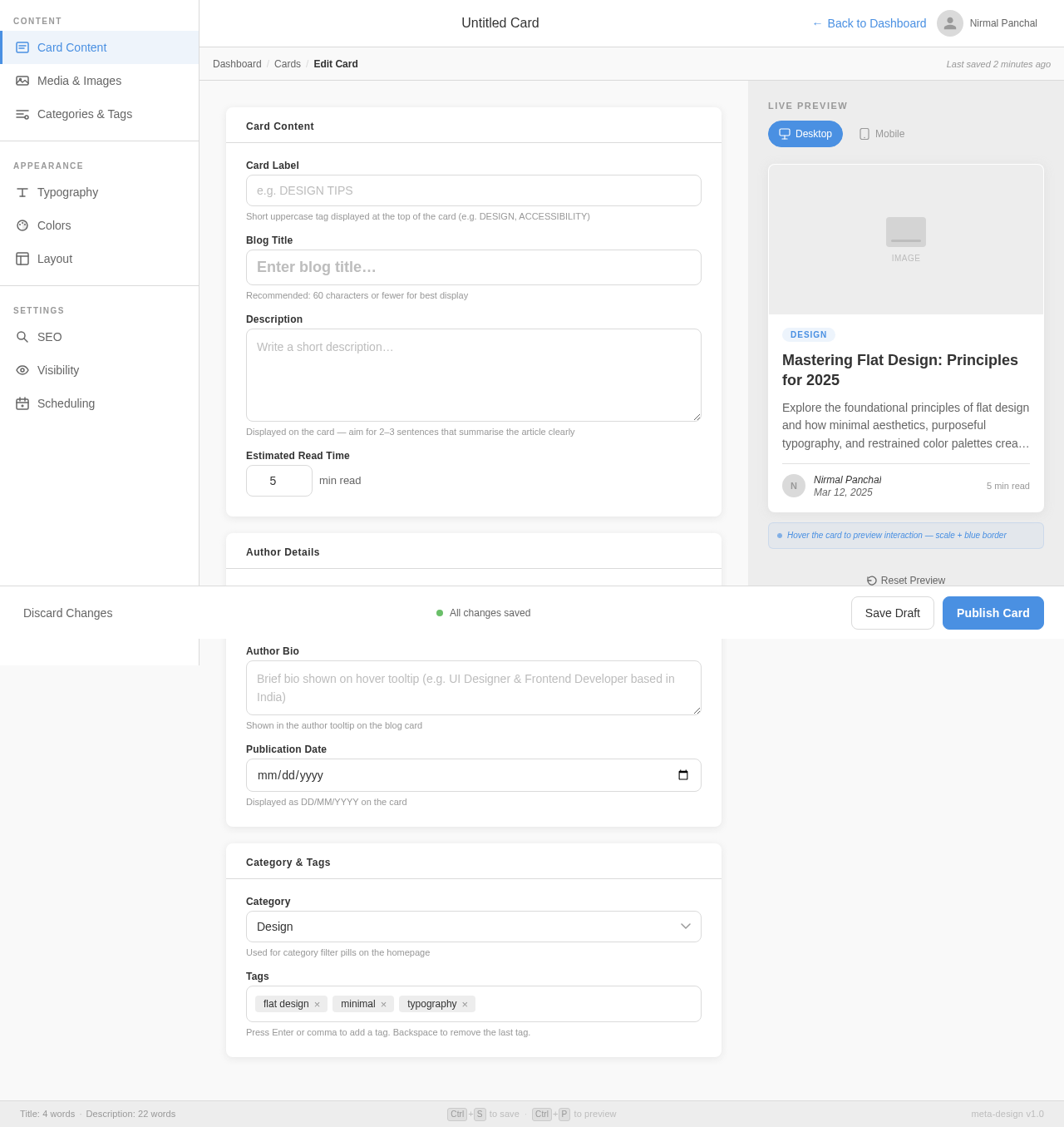 Card Editor design preview