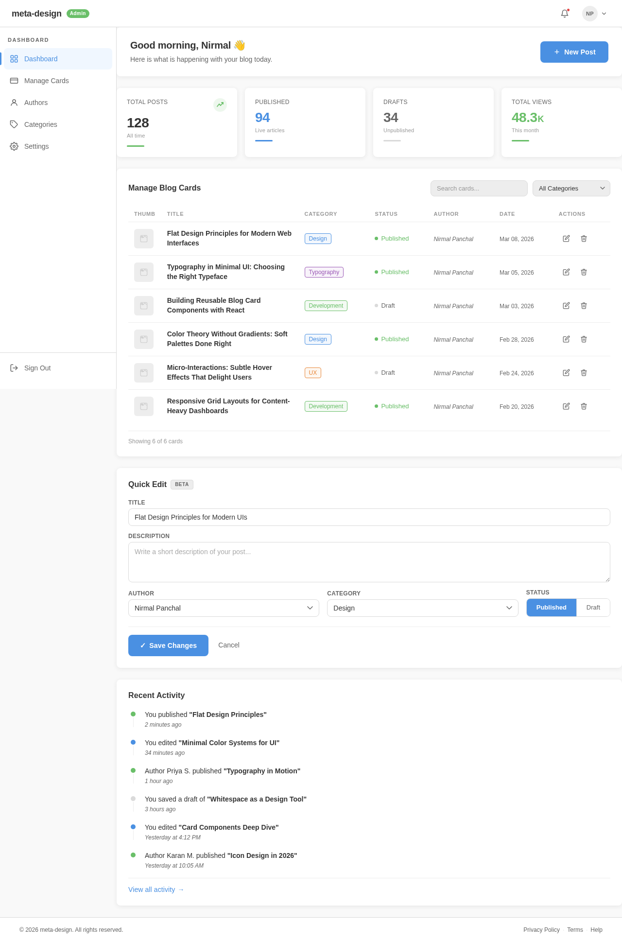 Dashboard design preview