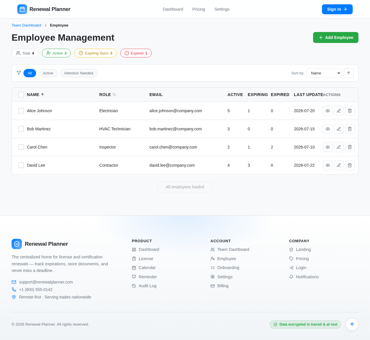 Employee design preview