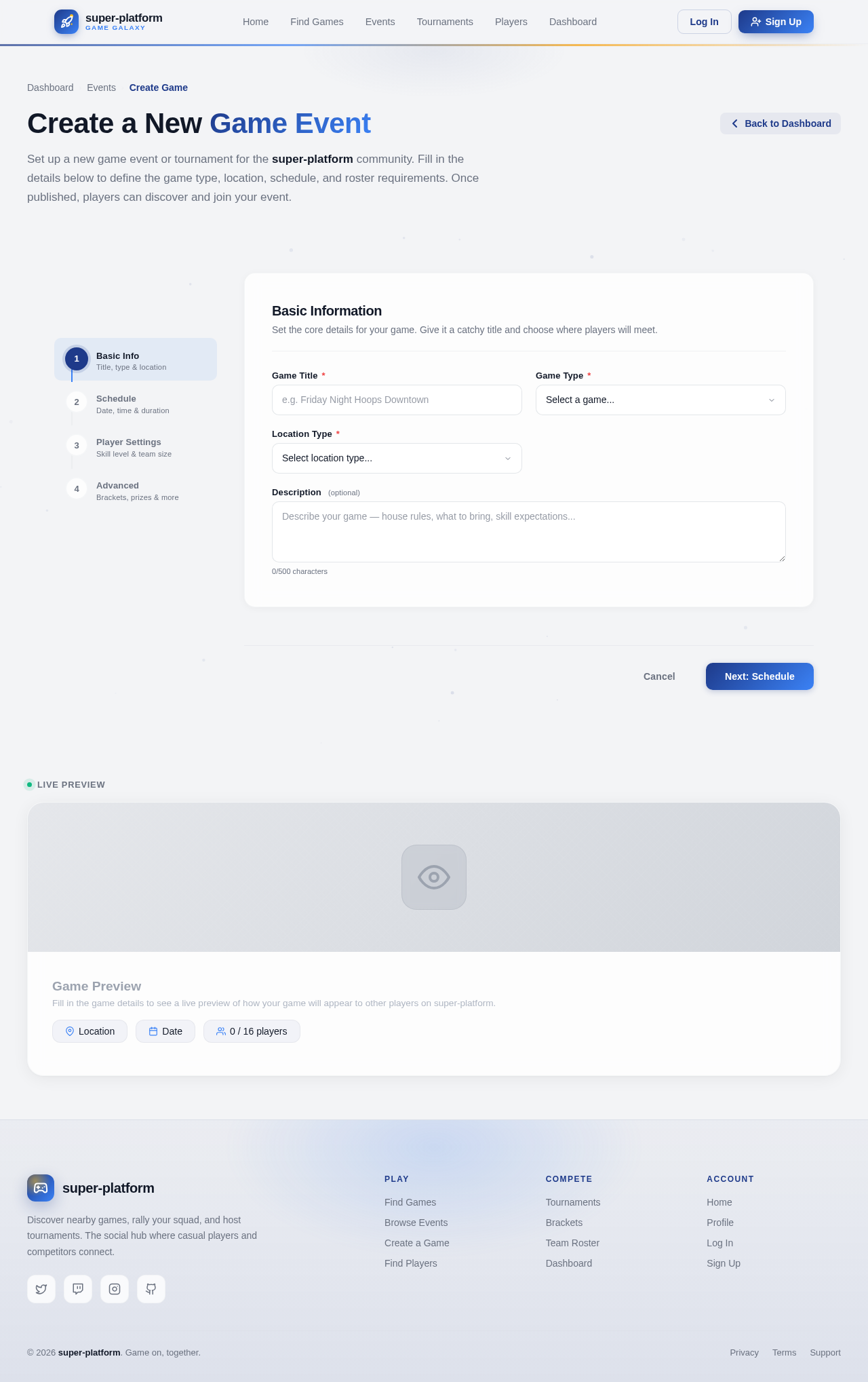 CreateGame design preview