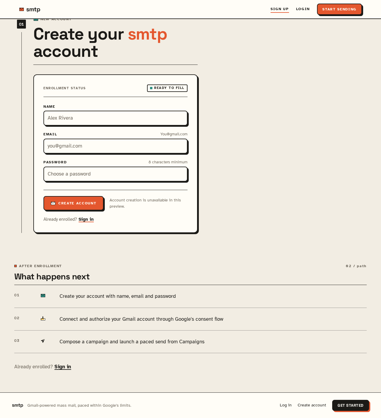 Sign Up design preview