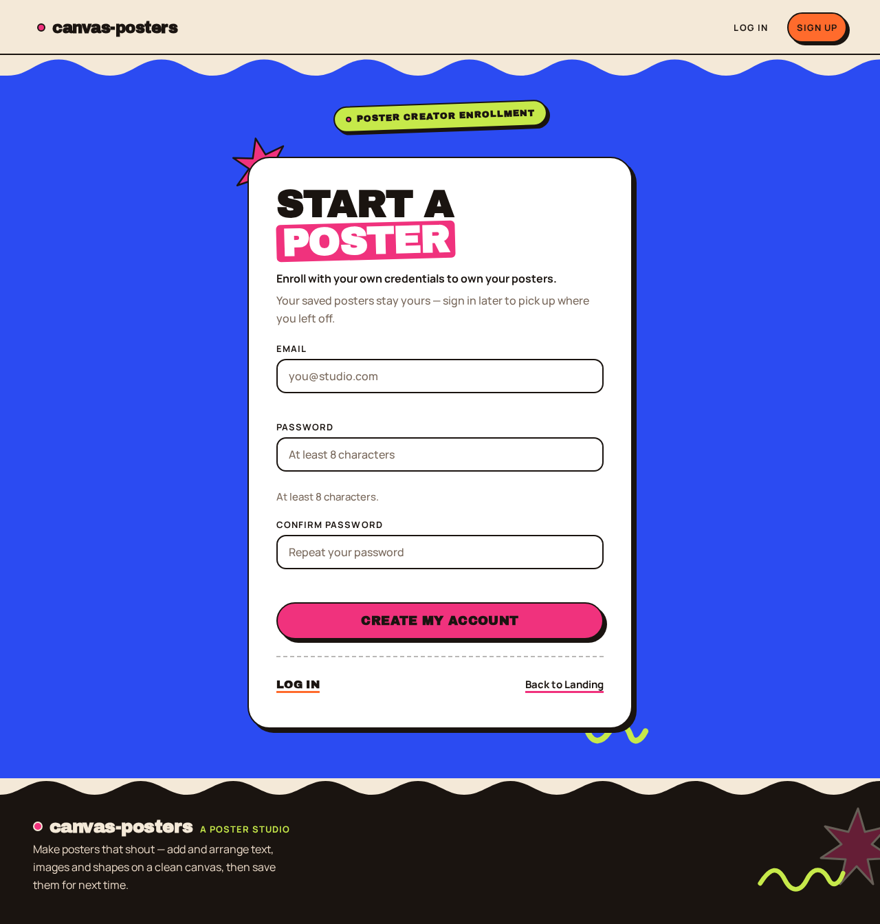 Sign Up design preview