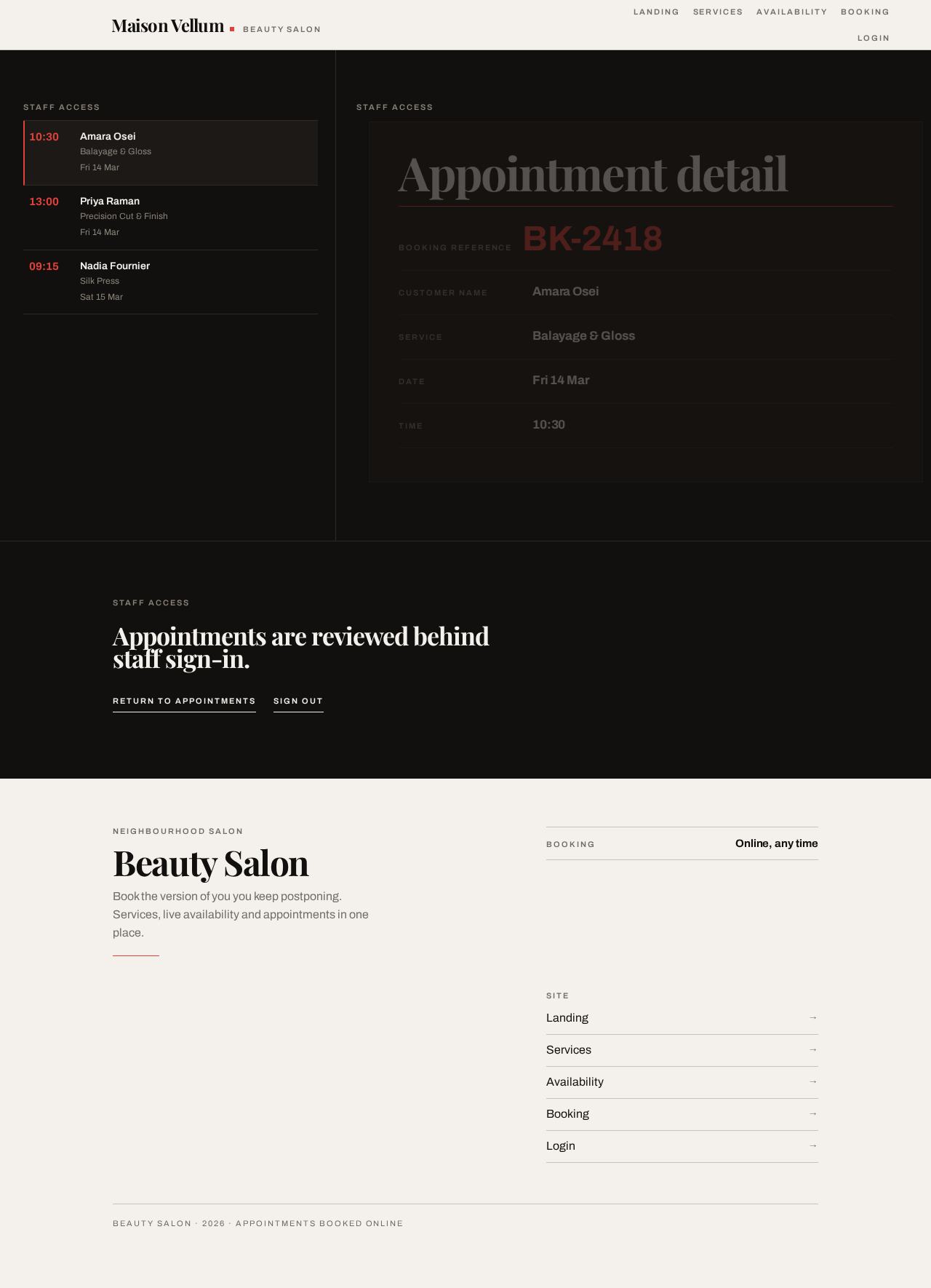 Appointment Details design preview