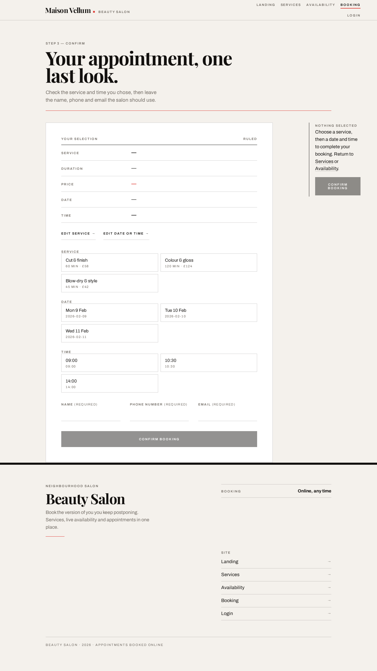 Booking design preview