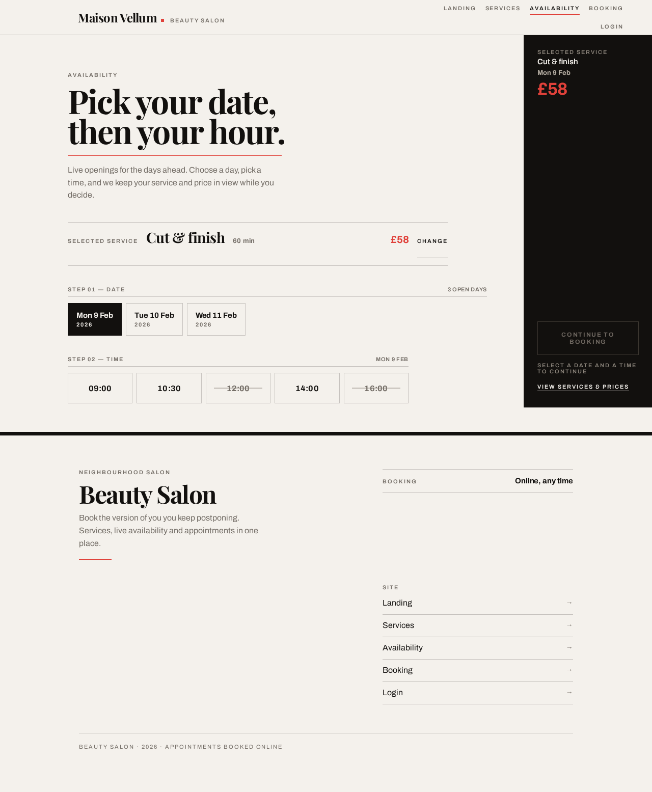 Availability design preview