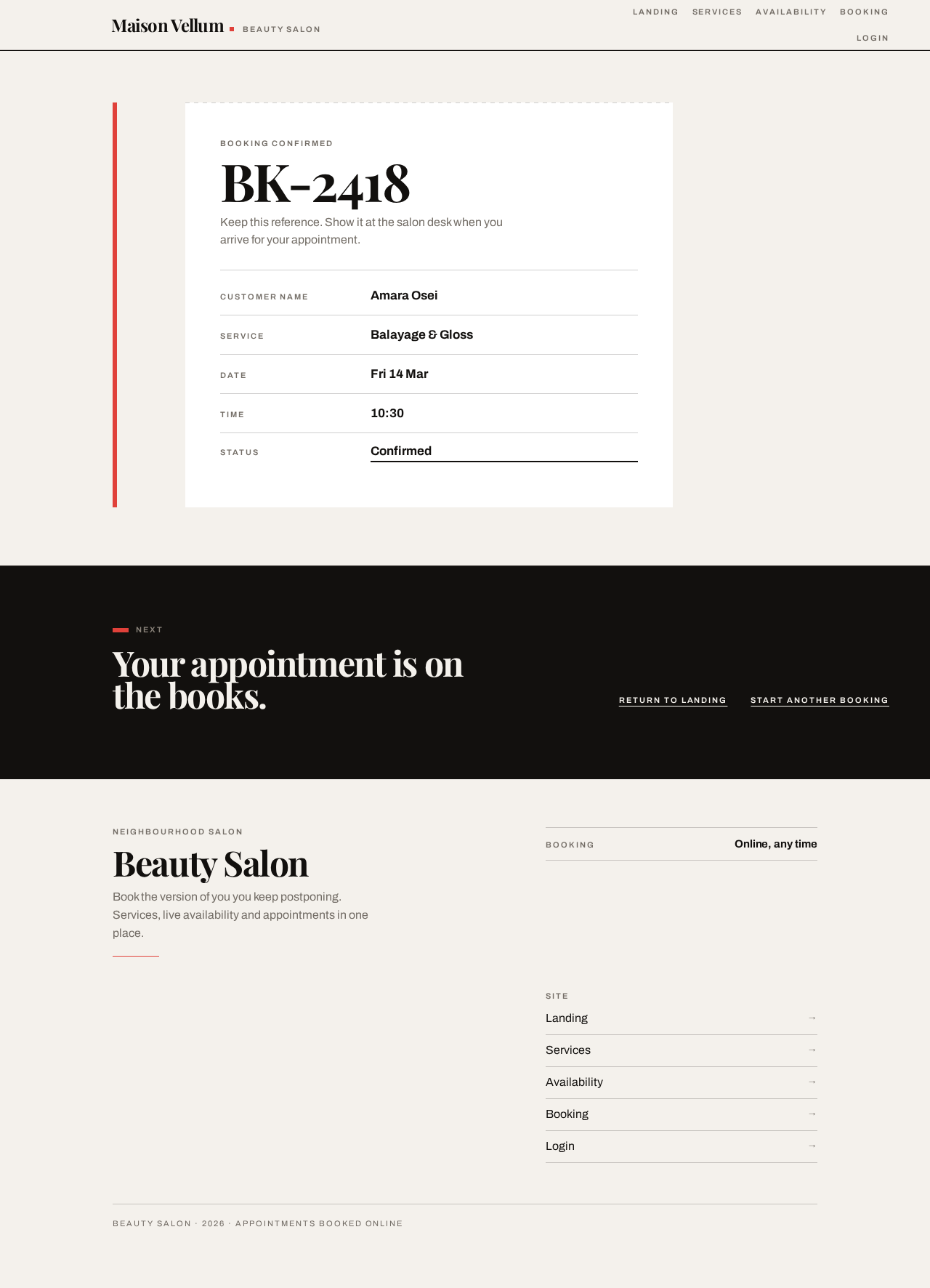Confirmation design preview