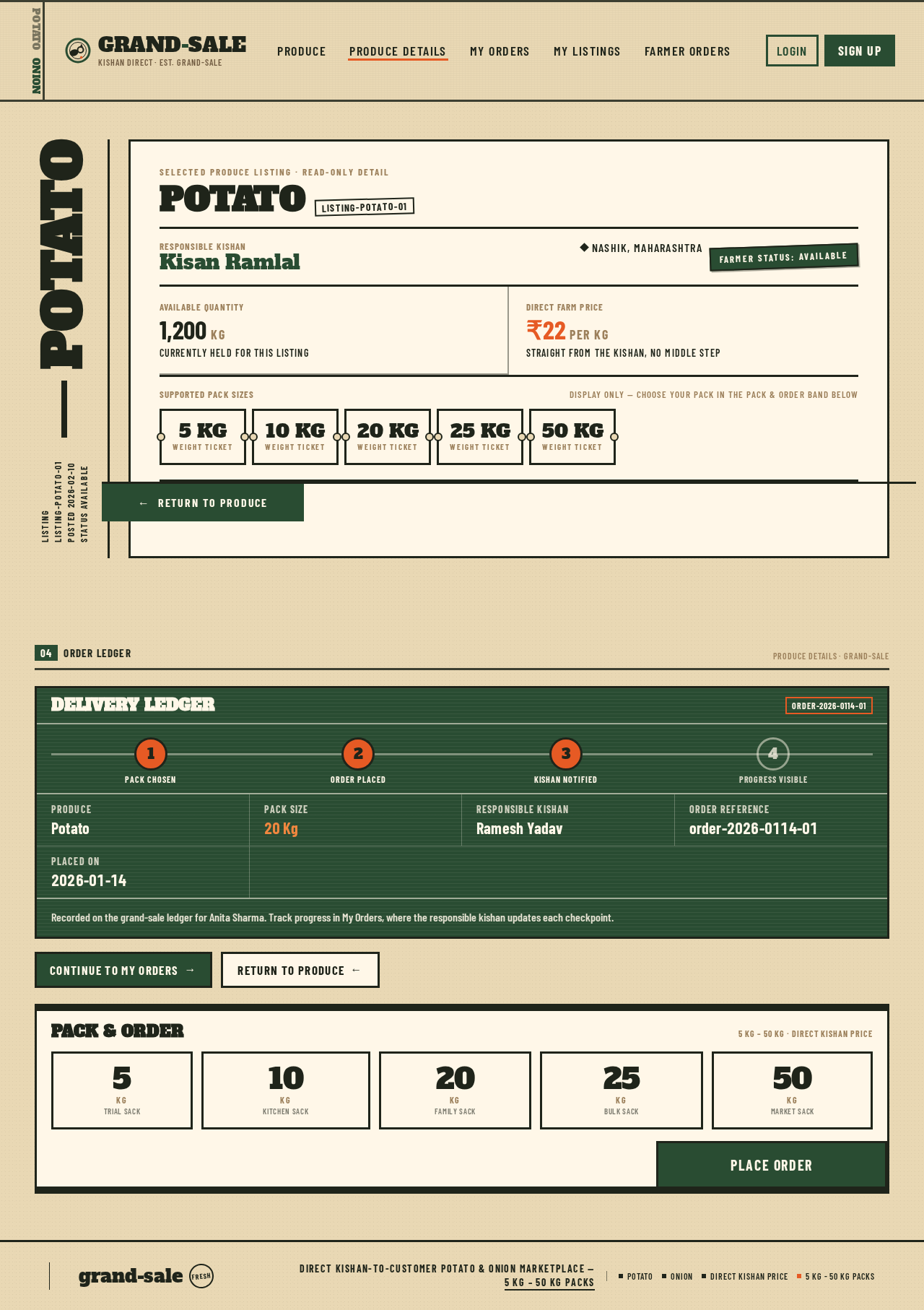 Produce Details design preview