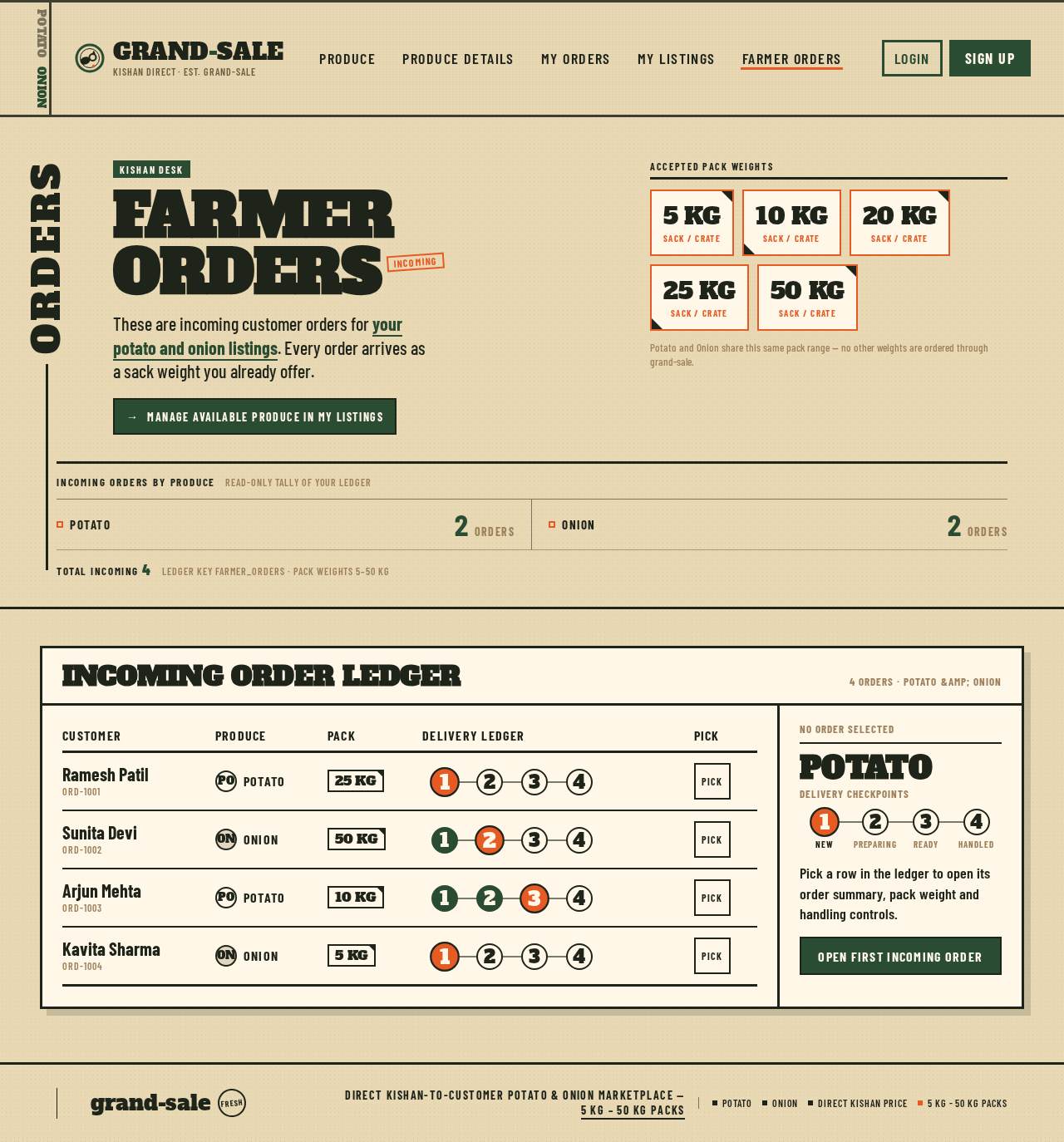 Farmer Orders design preview