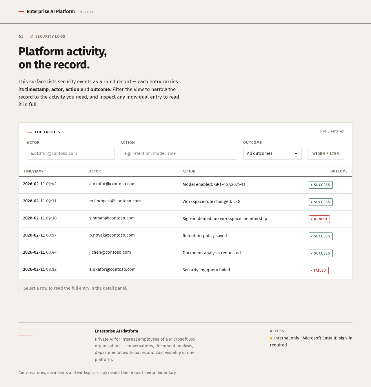 Security Logs design preview
