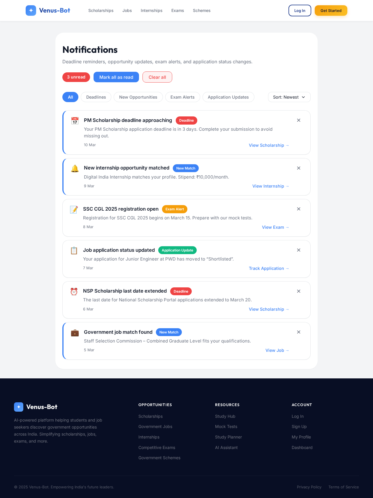 Notifications design preview