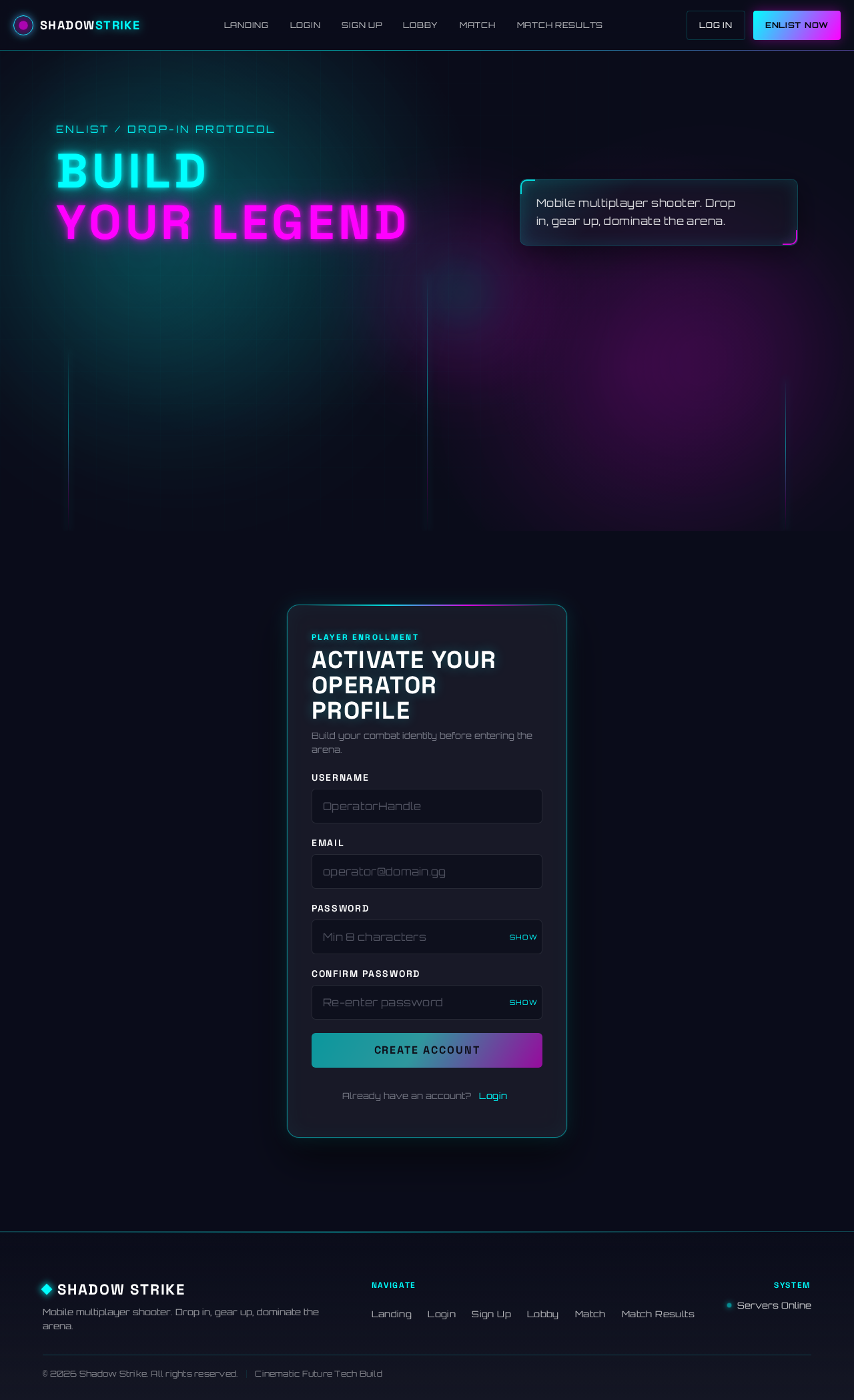 Sign Up design preview