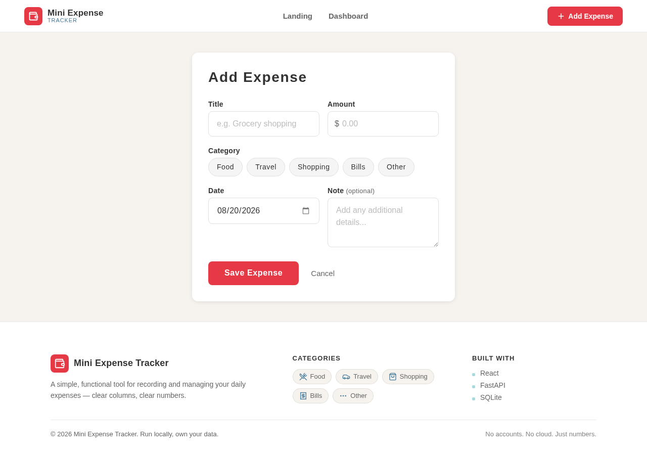 Add Expense design preview