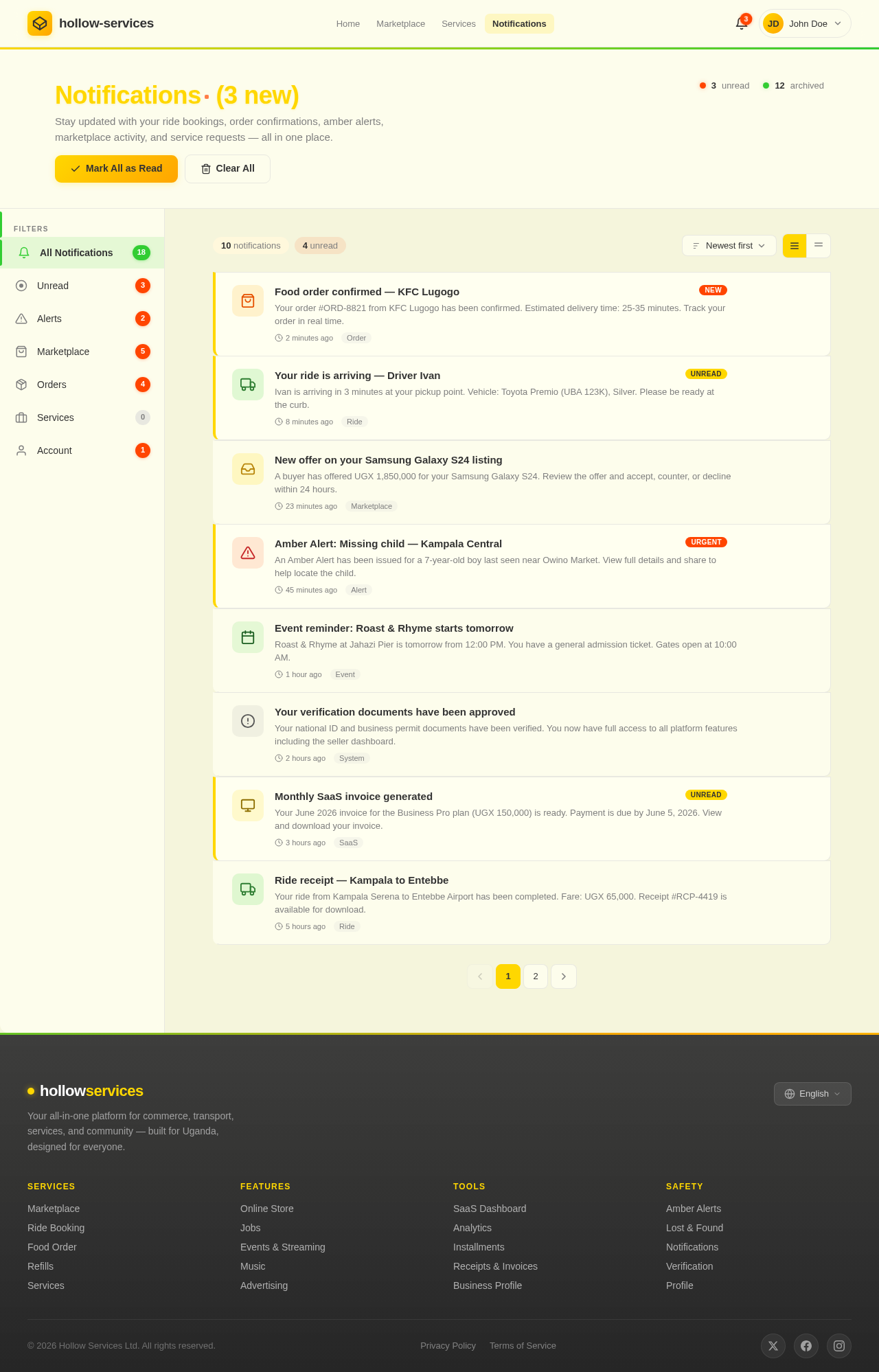 Notifications design preview