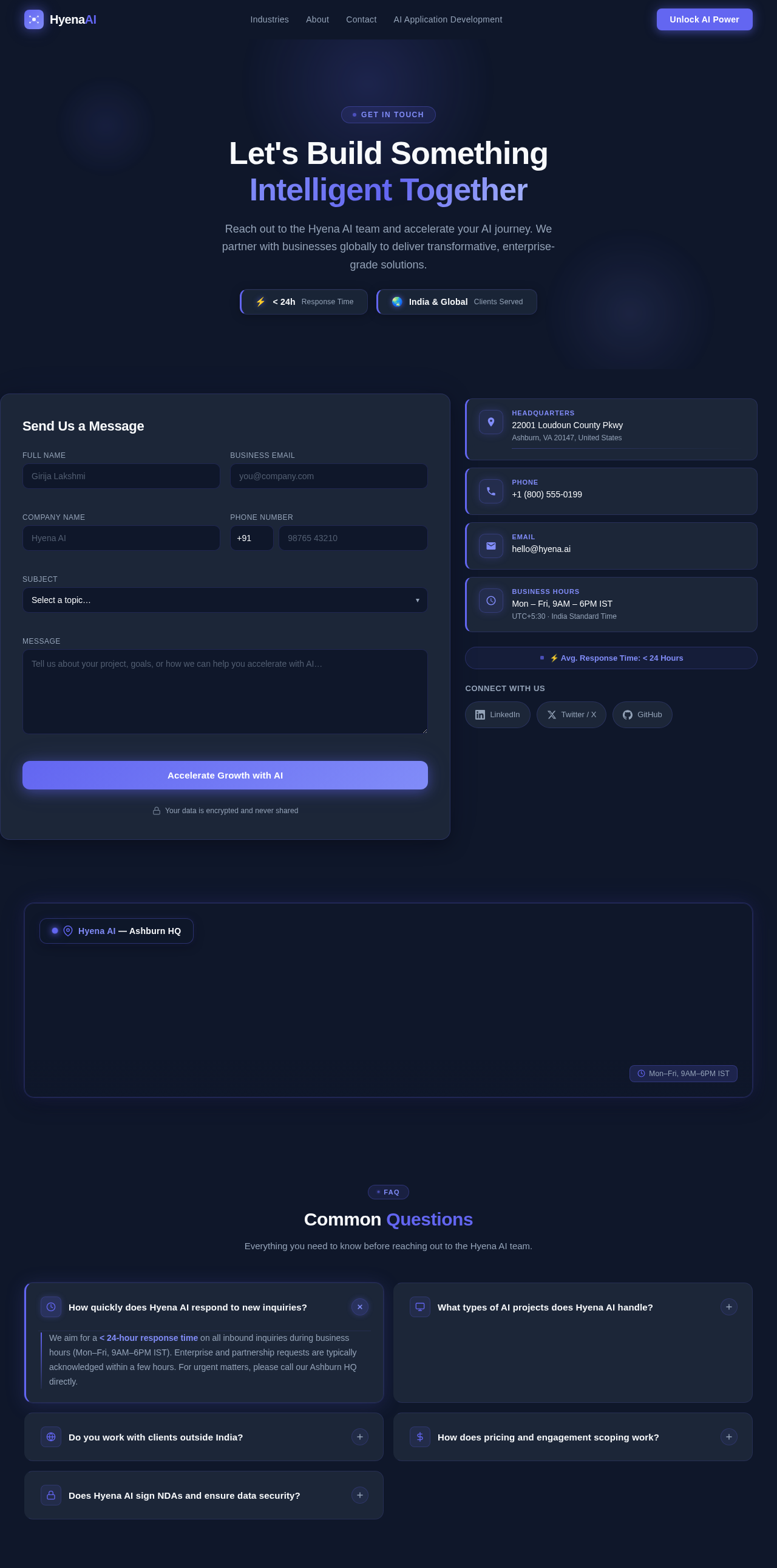 Contact Page design preview