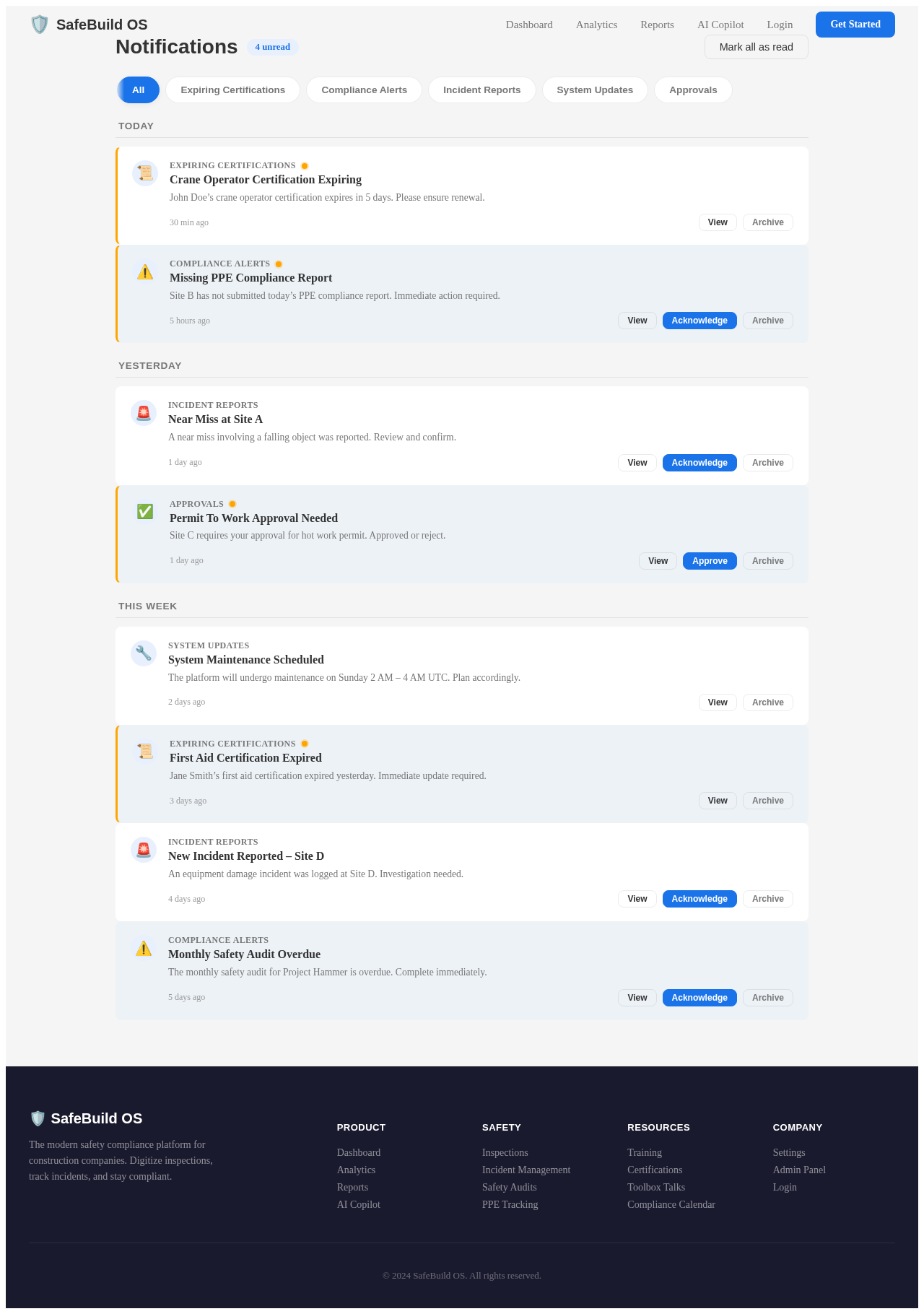 Notifications design preview