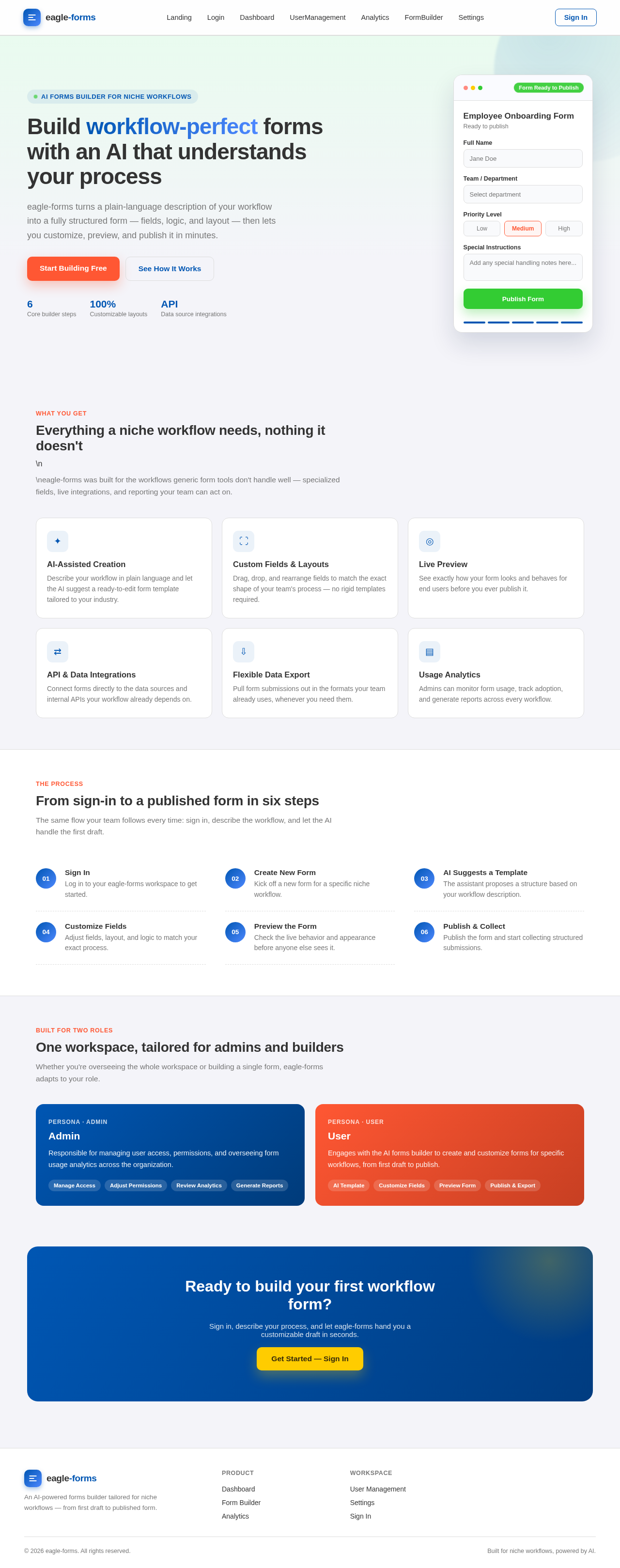 Landing design preview