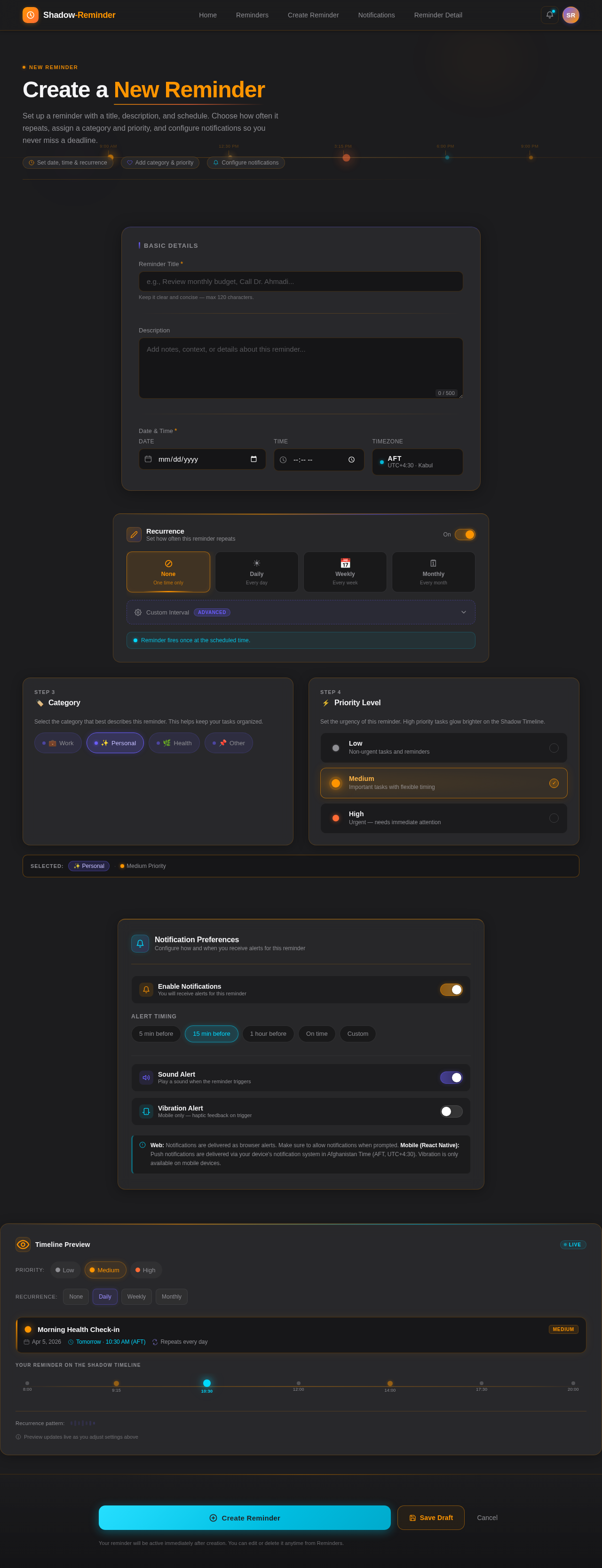 Create Reminder design preview