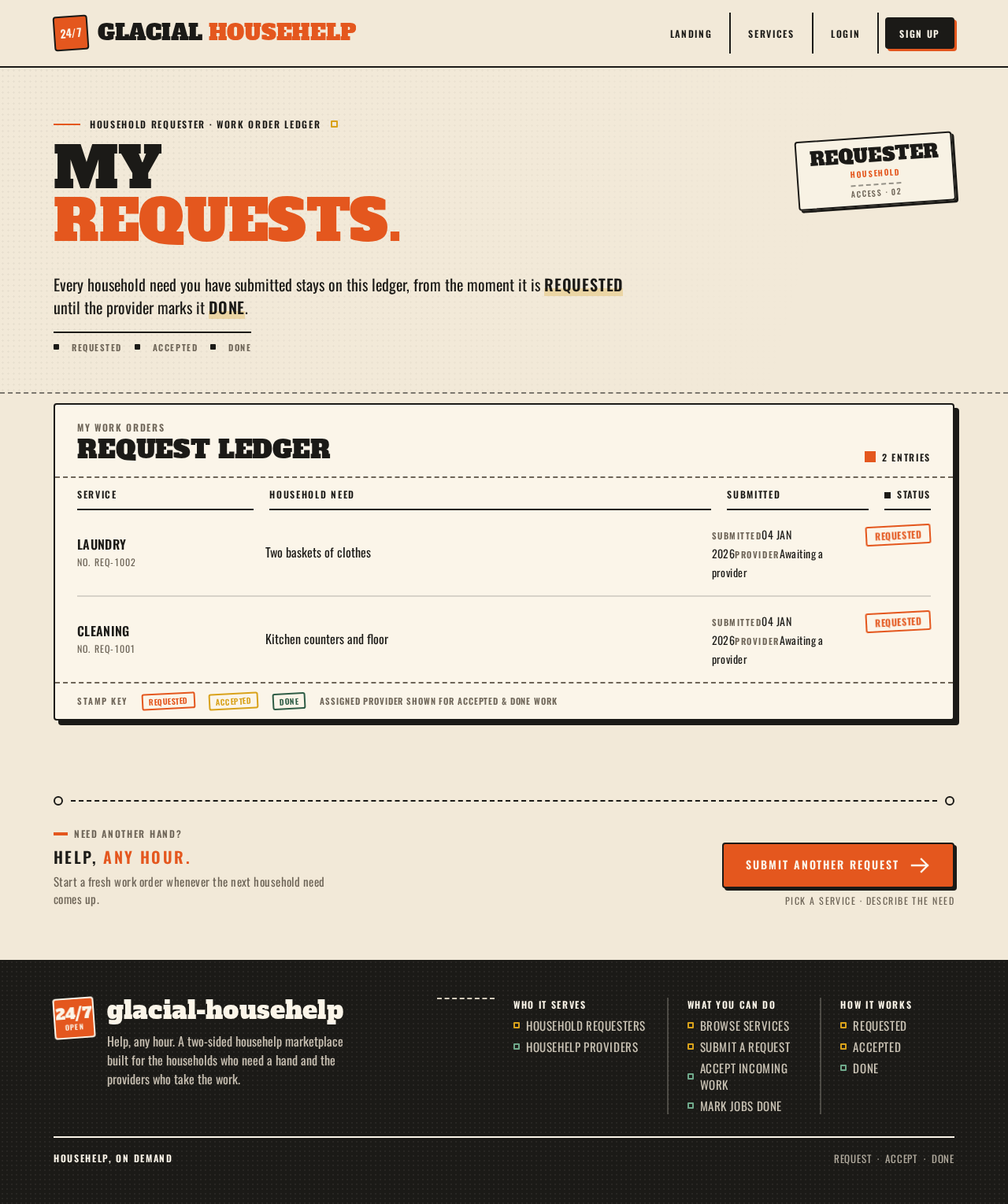 My Requests design preview
