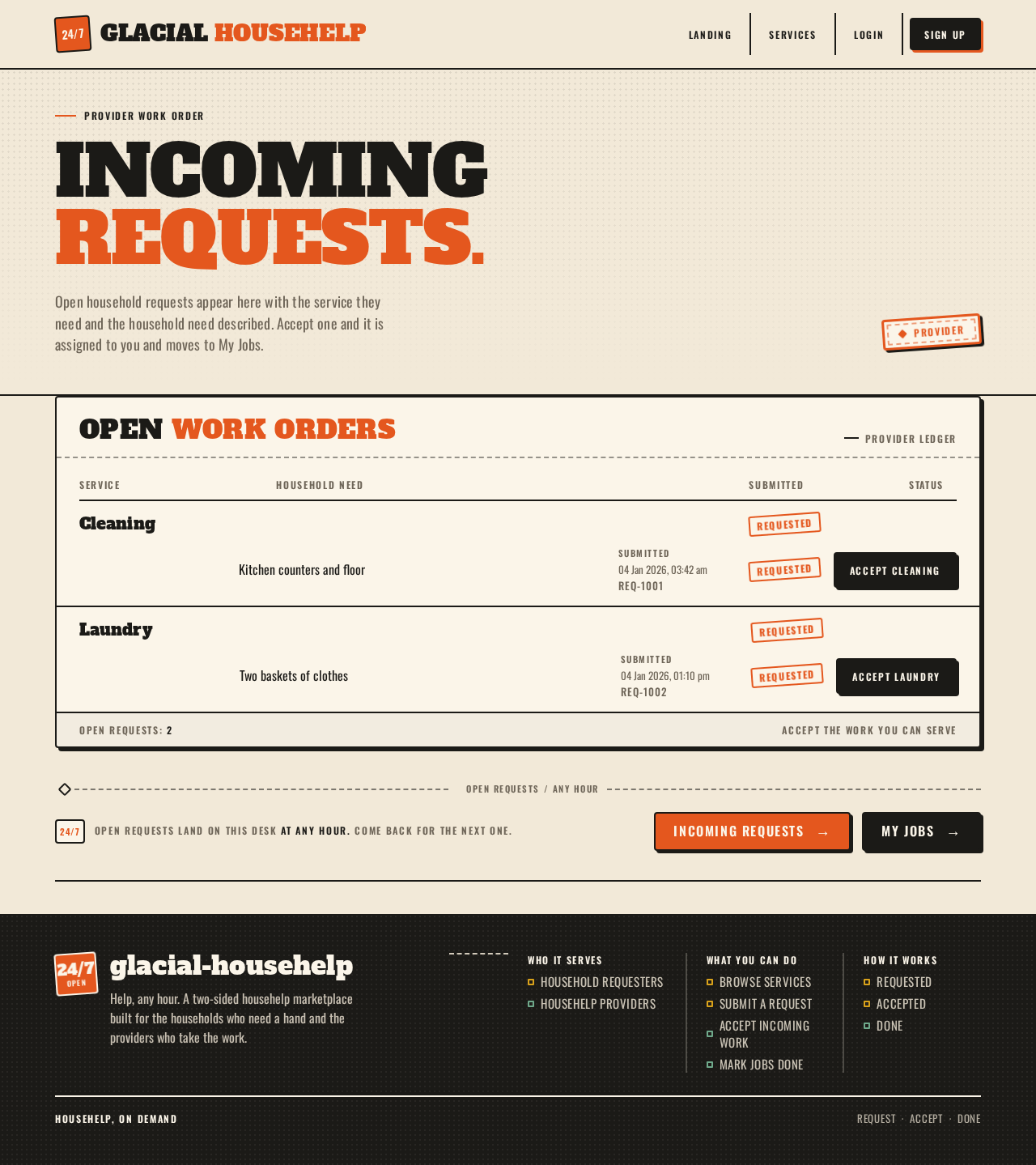 Incoming Requests design preview