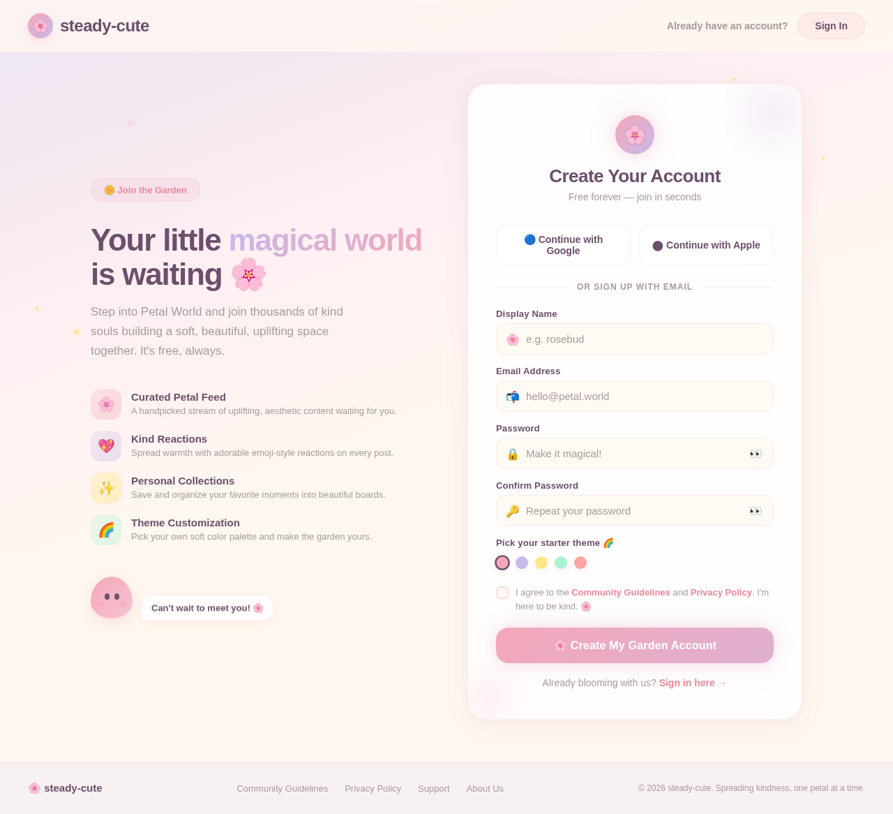 Signup design preview