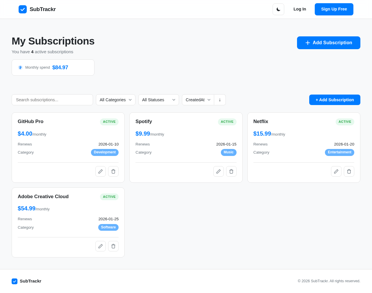 Subscriptions design preview