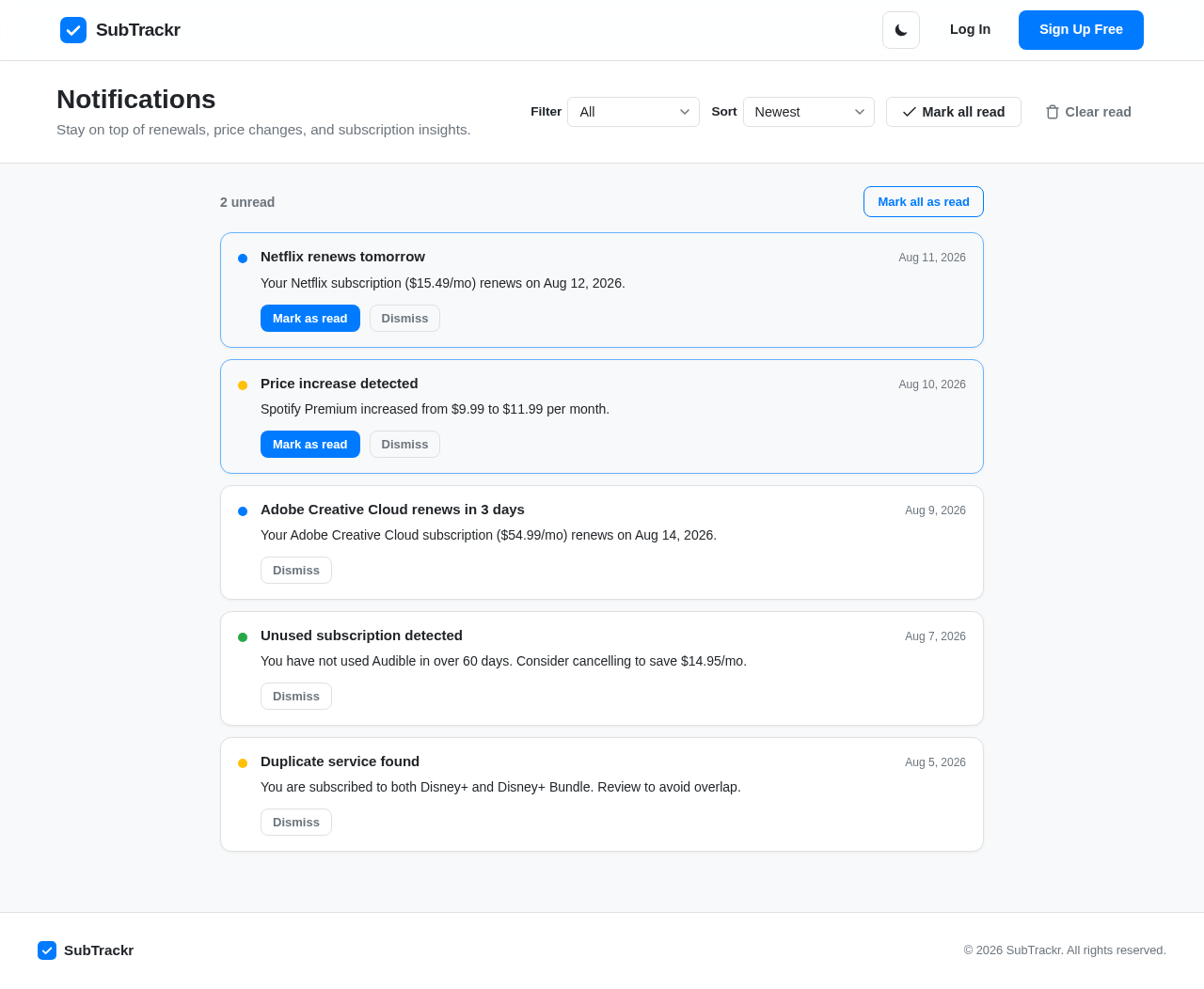 Notification Center design preview