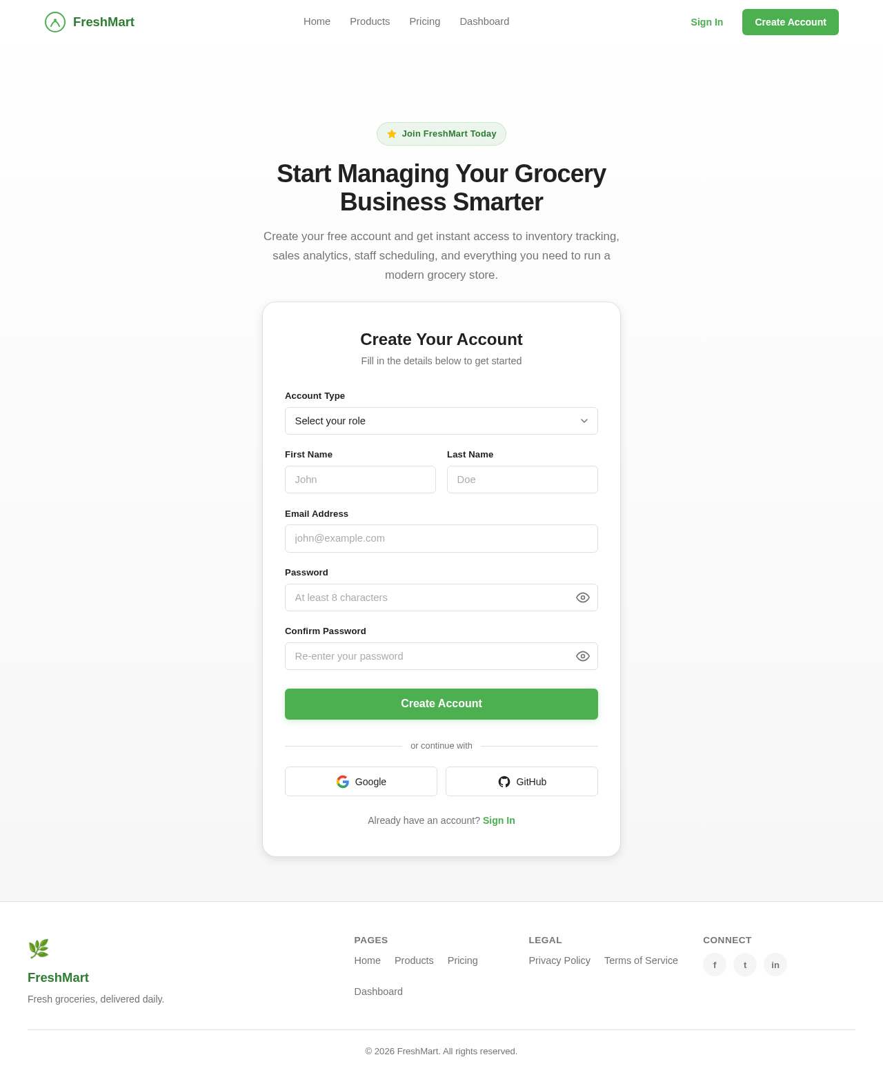 Signup design preview