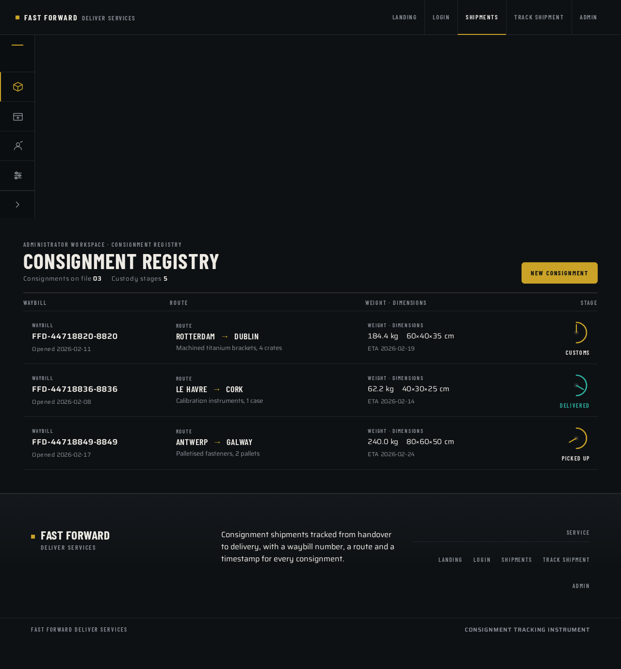 Shipments design preview