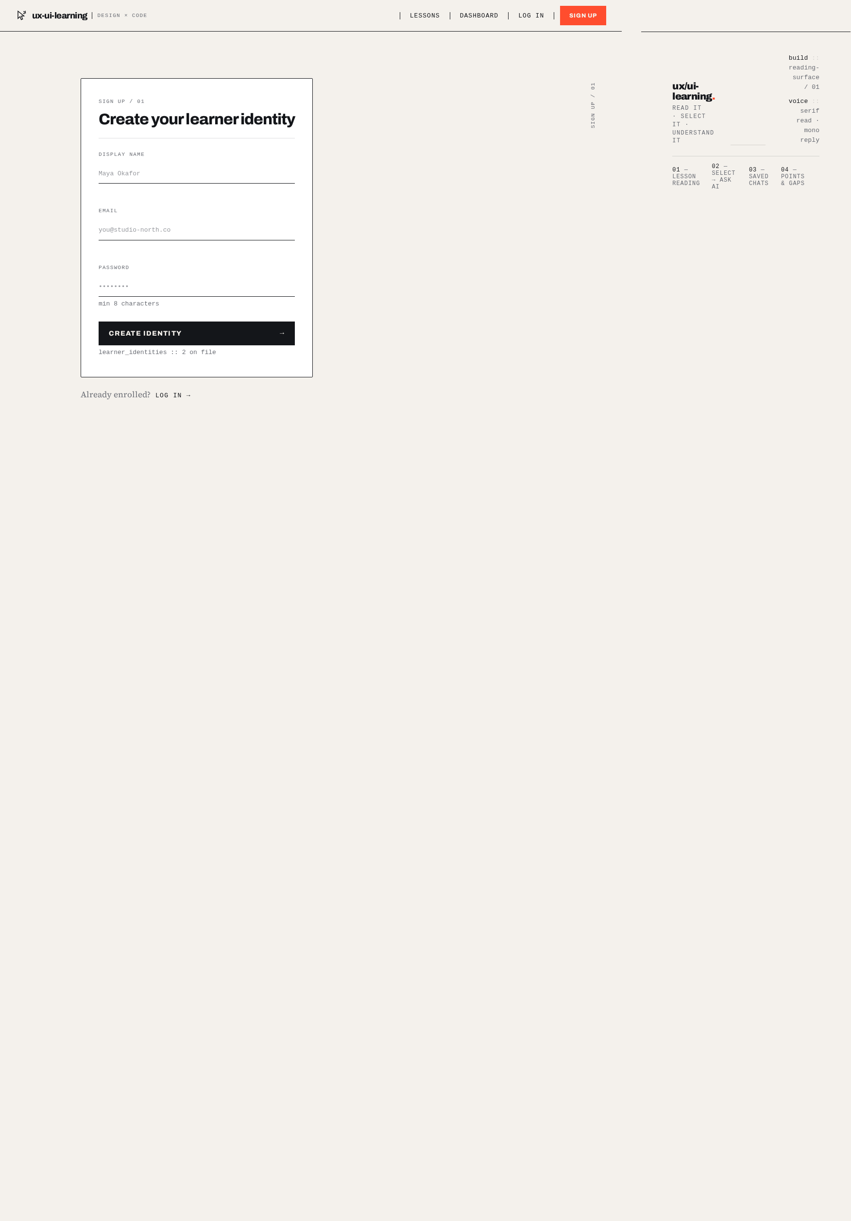 Sign Up design preview