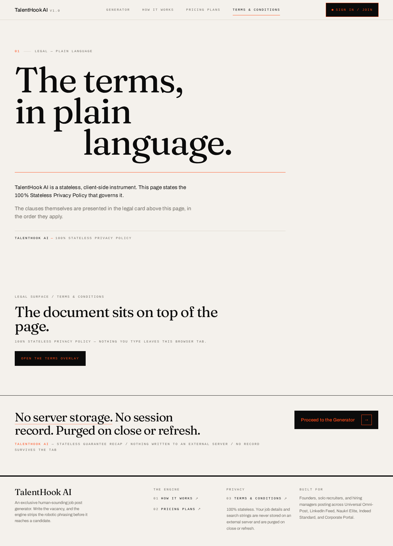 Terms & Conditions design preview