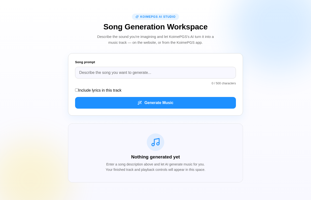 AI Song Generation design preview