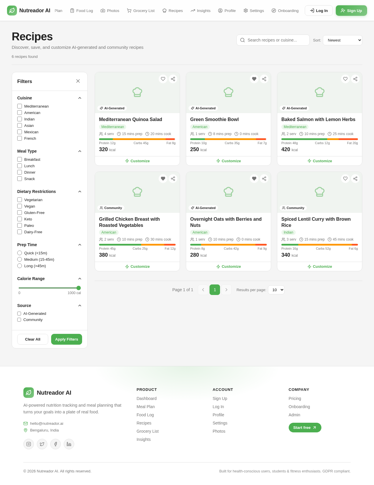 Recipes design preview